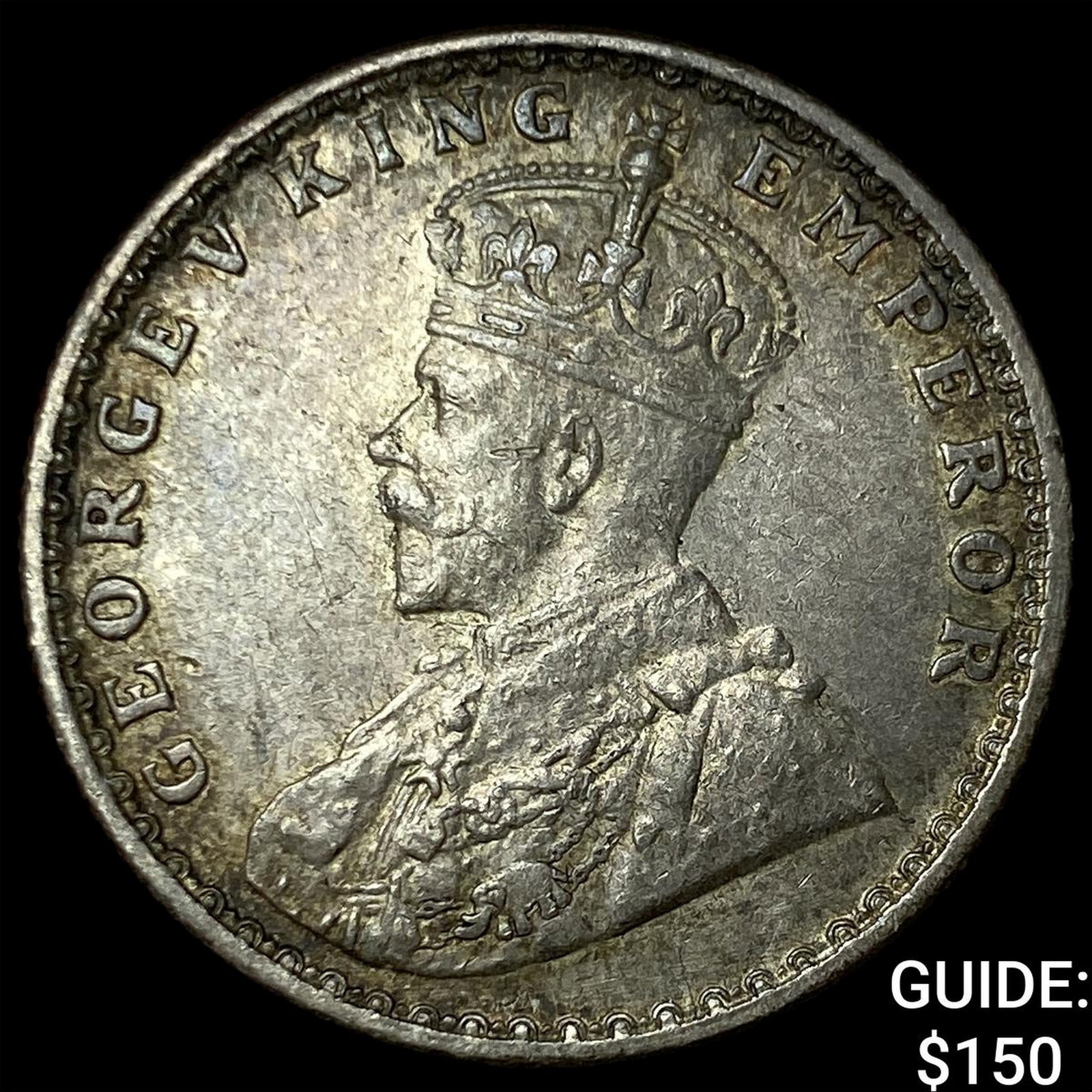 1914B British India Silver 1/2 Rupee: 1914B British India Silver 1/2 Rupee