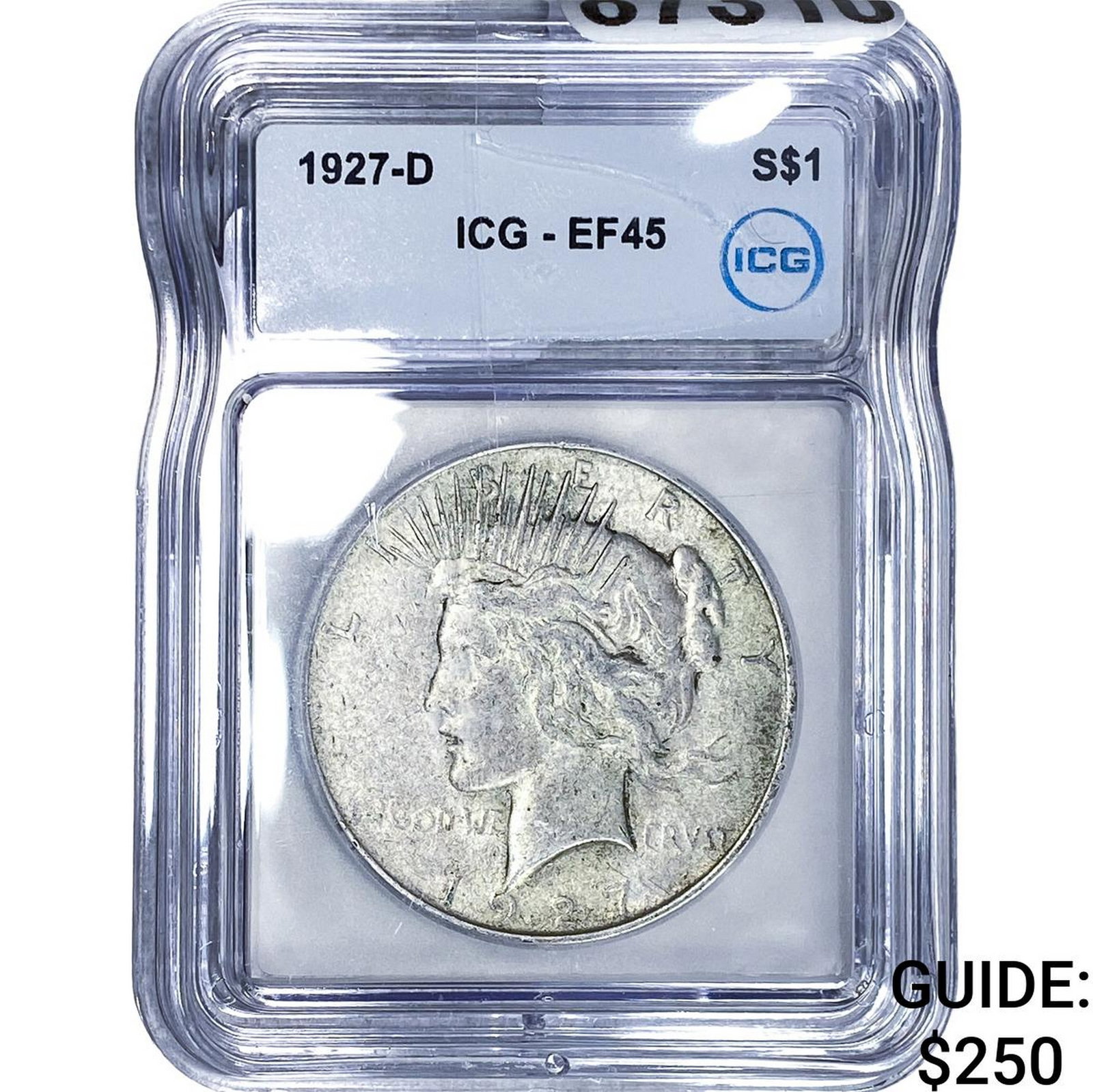 1927-D Silver Peace Dollar ICG EF45: 1927-D Silver Peace Dollar ICG EF45
