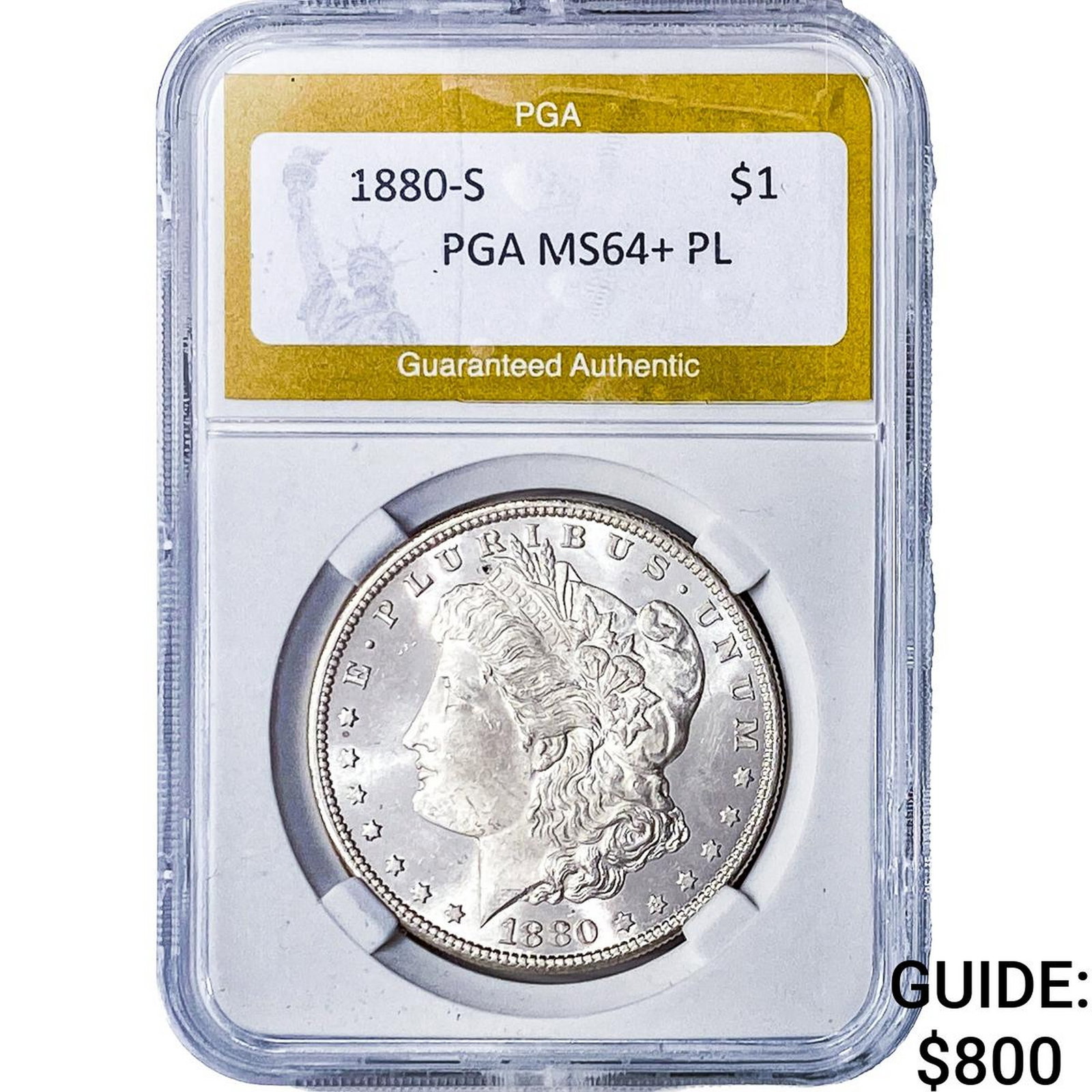 1880-S Morgan Silver Dollar PGA MS64+ PL: 1880-S Morgan Silver Dollar PGA MS64+ PL