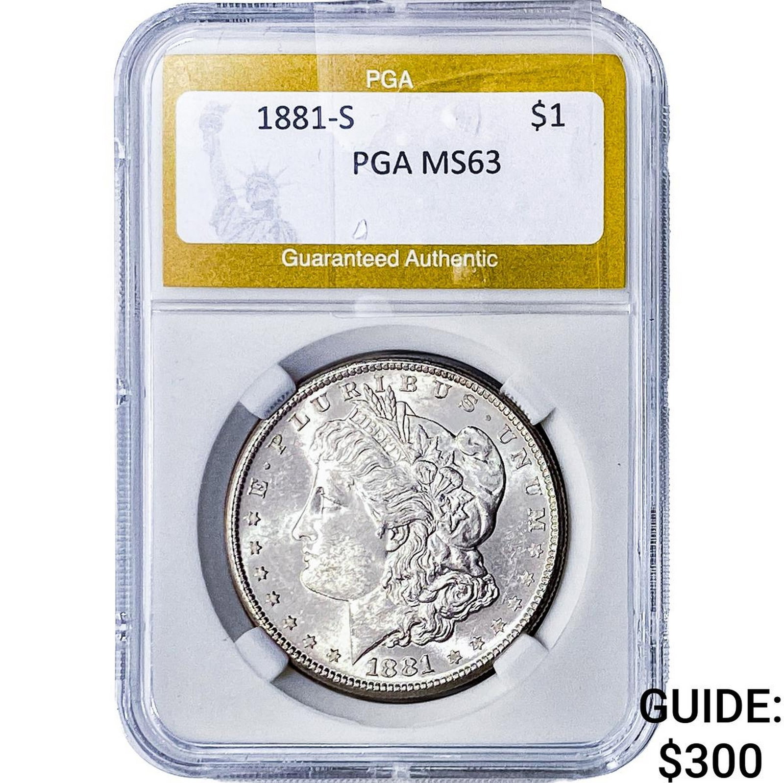 1881-S Morgan Silver Dollar PGA MS63: 1881-S Morgan Silver Dollar PGA MS63
