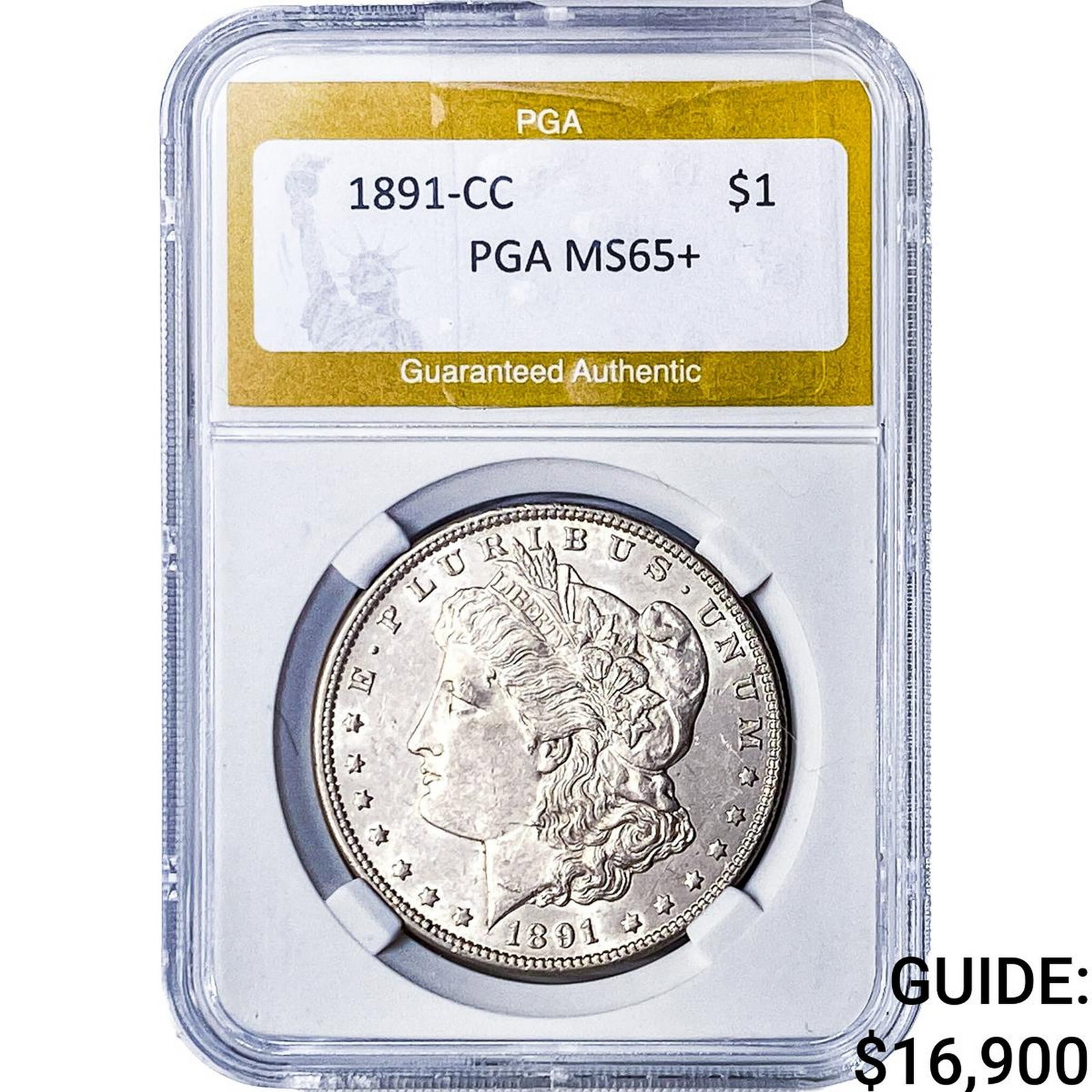 1891-CC Morgan Silver Dollar PGA MS65+: 1891-CC Morgan Silver Dollar PGA MS65+