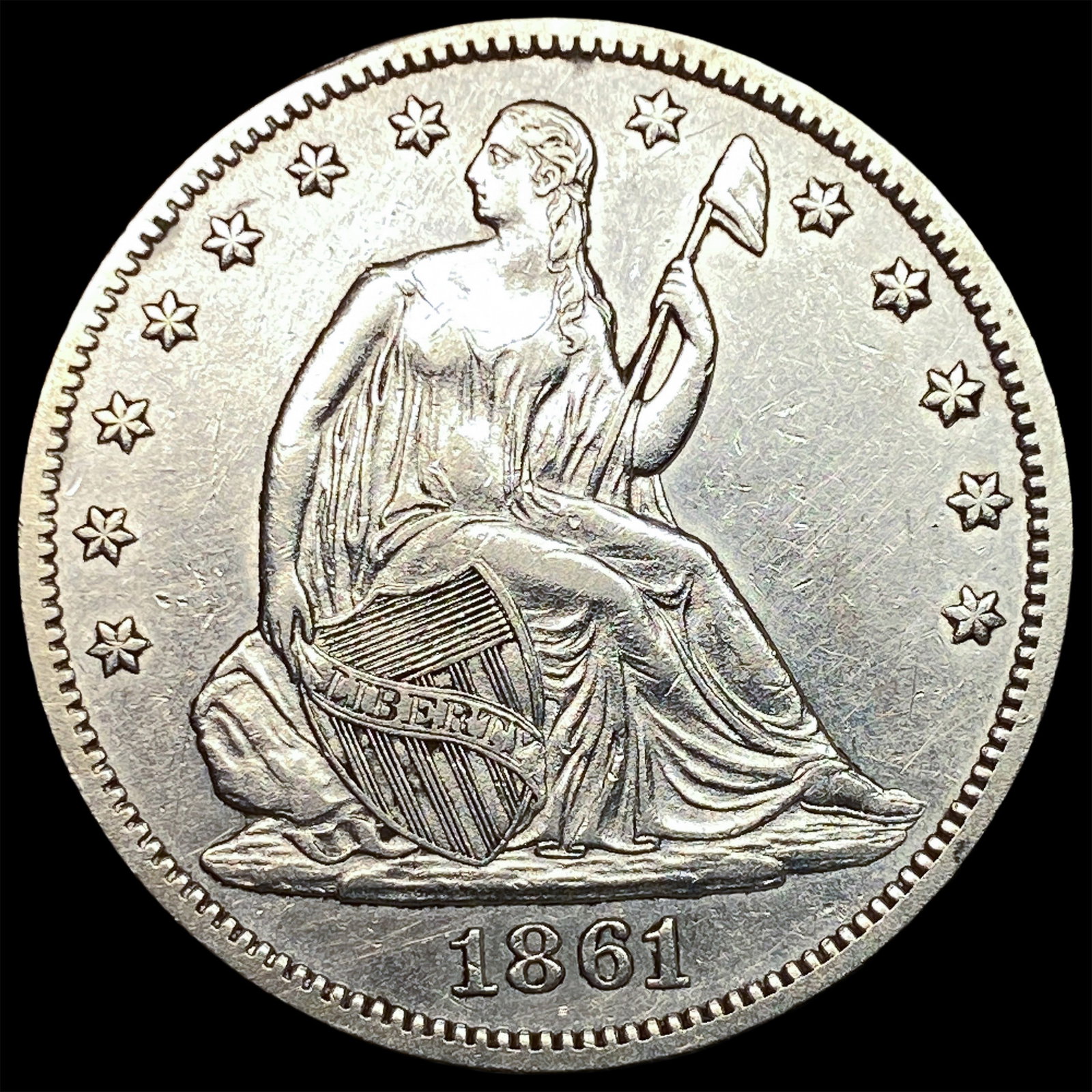 1861 Seated Liberty Half Dollar CLOSELY UNCIRCULATED: 1861 Seated Liberty Half Dollar CLOSELY UNCIRCULATED