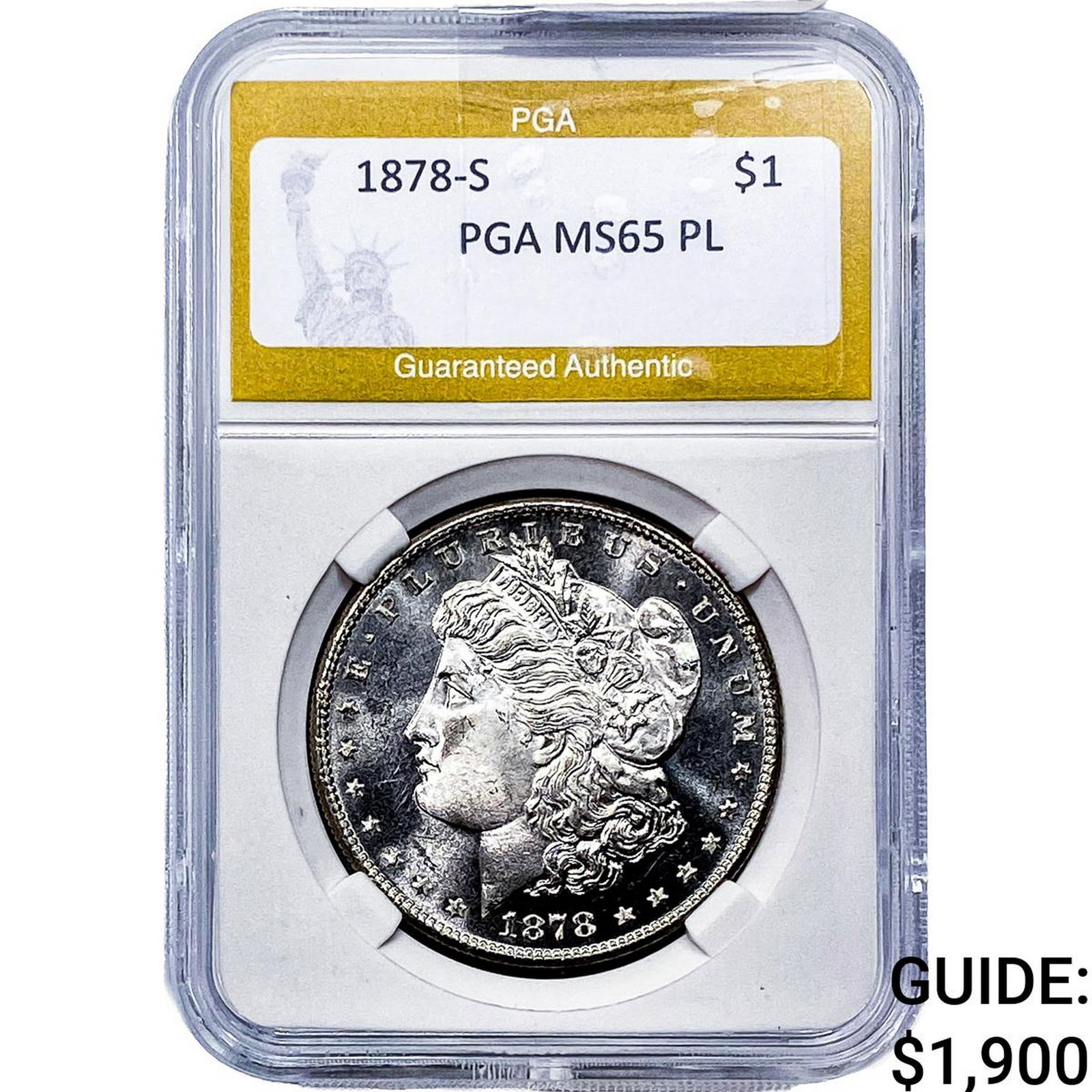 1878-S Morgan Silver Dollar PGA MS65 PL: 1878-S Morgan Silver Dollar PGA MS65 PL