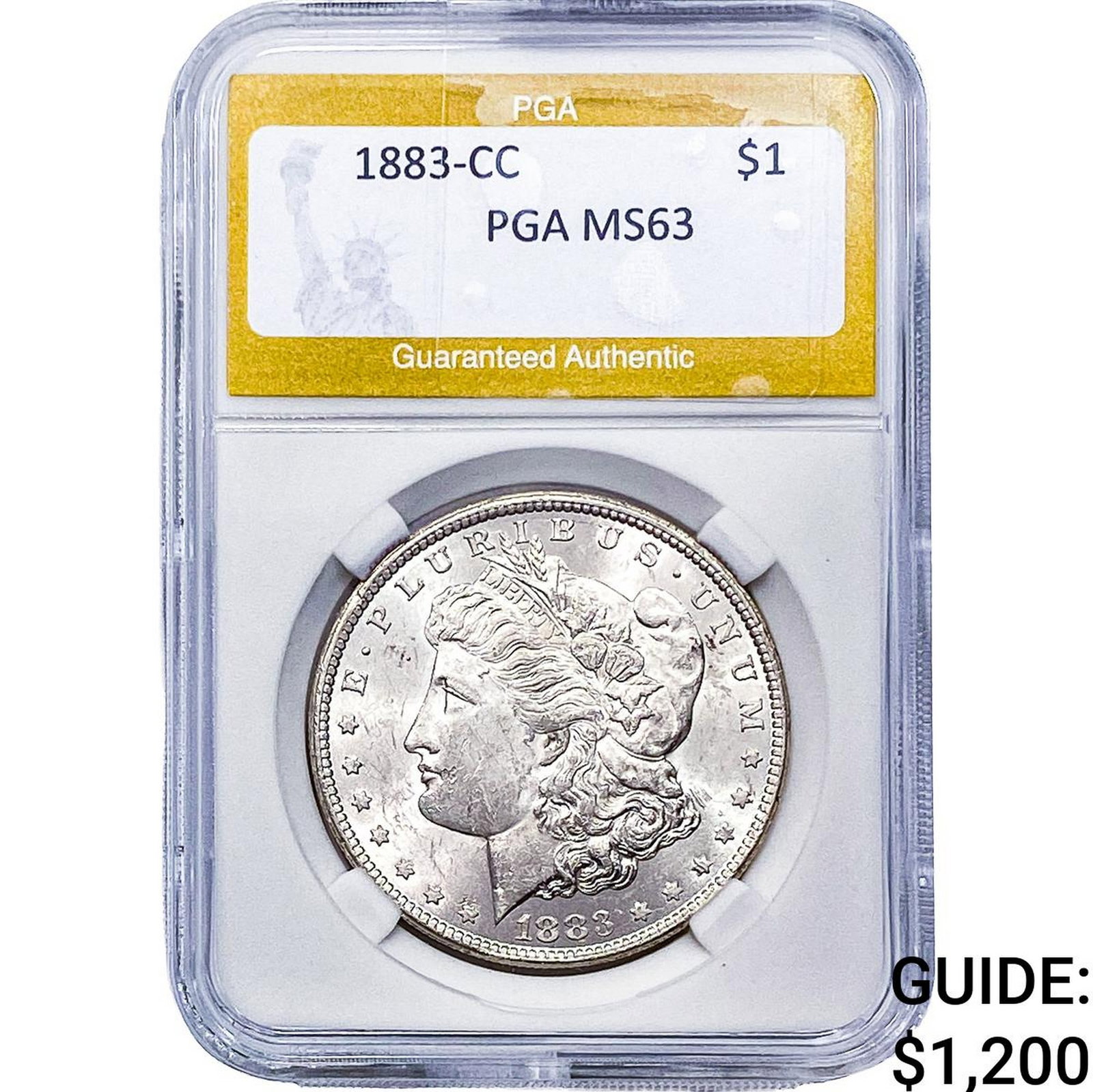 1883-CC Morgan Silver Dollar PGA MS63: 1883-CC Morgan Silver Dollar PGA MS63
