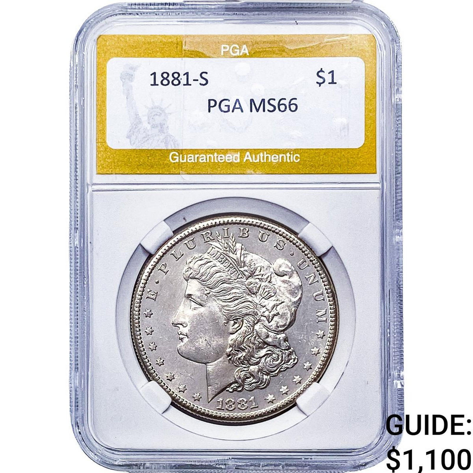 1881-S Morgan Silver Dollar PGA MS66: 1881-S Morgan Silver Dollar PGA MS66
