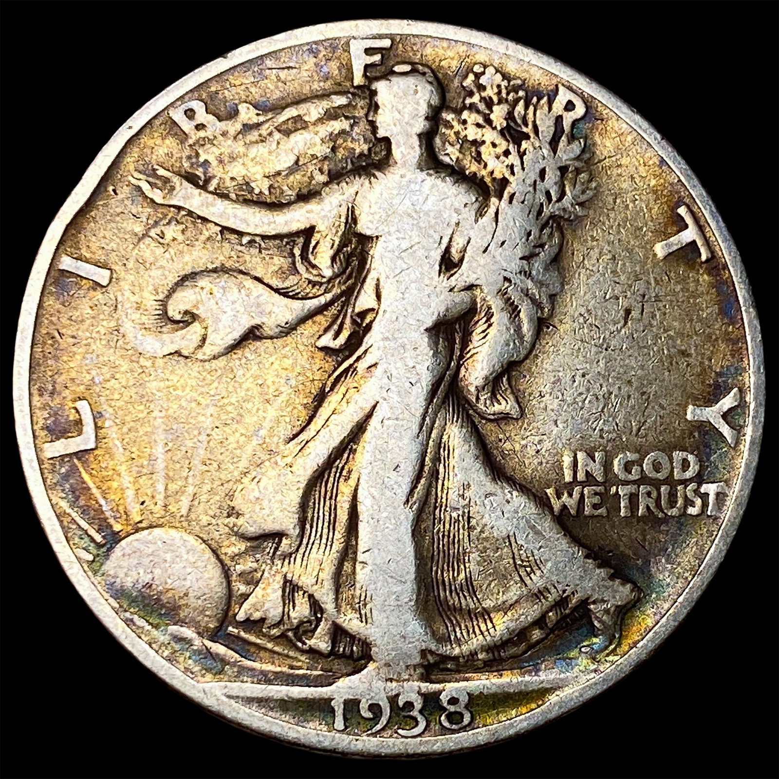 1938-D Silver Walking Liberty Half Dollar LIGHTLY CIRCULATED: 1938-D Silver Walking Liberty Half Dollar LIGHTLY CIRCULATED