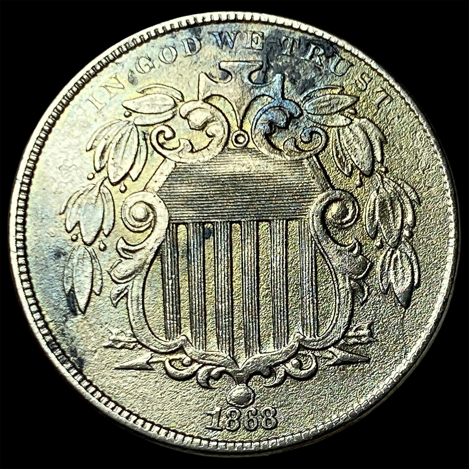 1868 Shield Nickel NEARLY UNCIRCULATED: 1868 Shield Nickel NEARLY UNCIRCULATED