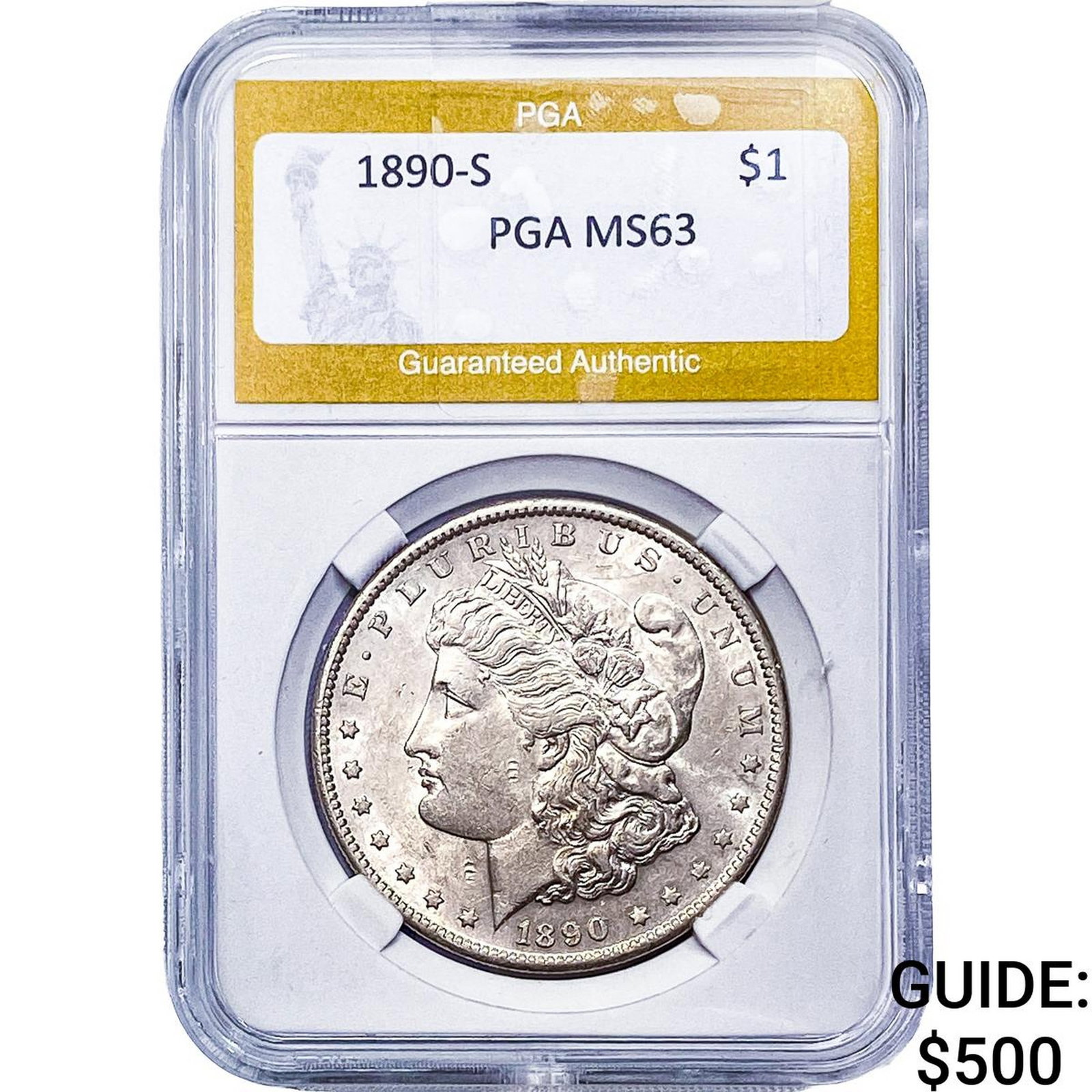 1890-S Morgan Silver Dollar PGA MS63: 1890-S Morgan Silver Dollar PGA MS63
