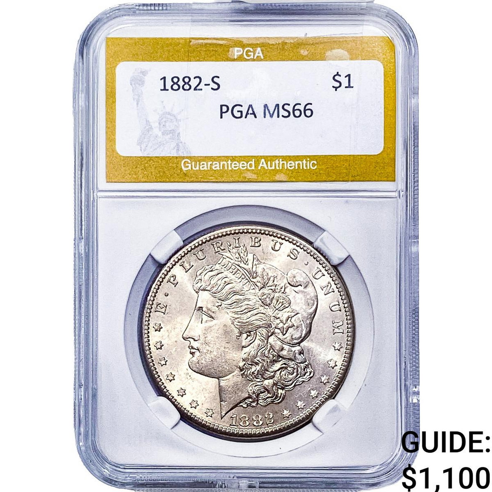 1882-S Morgan Silver Dollar PGA MS66: 1882-S Morgan Silver Dollar PGA MS66