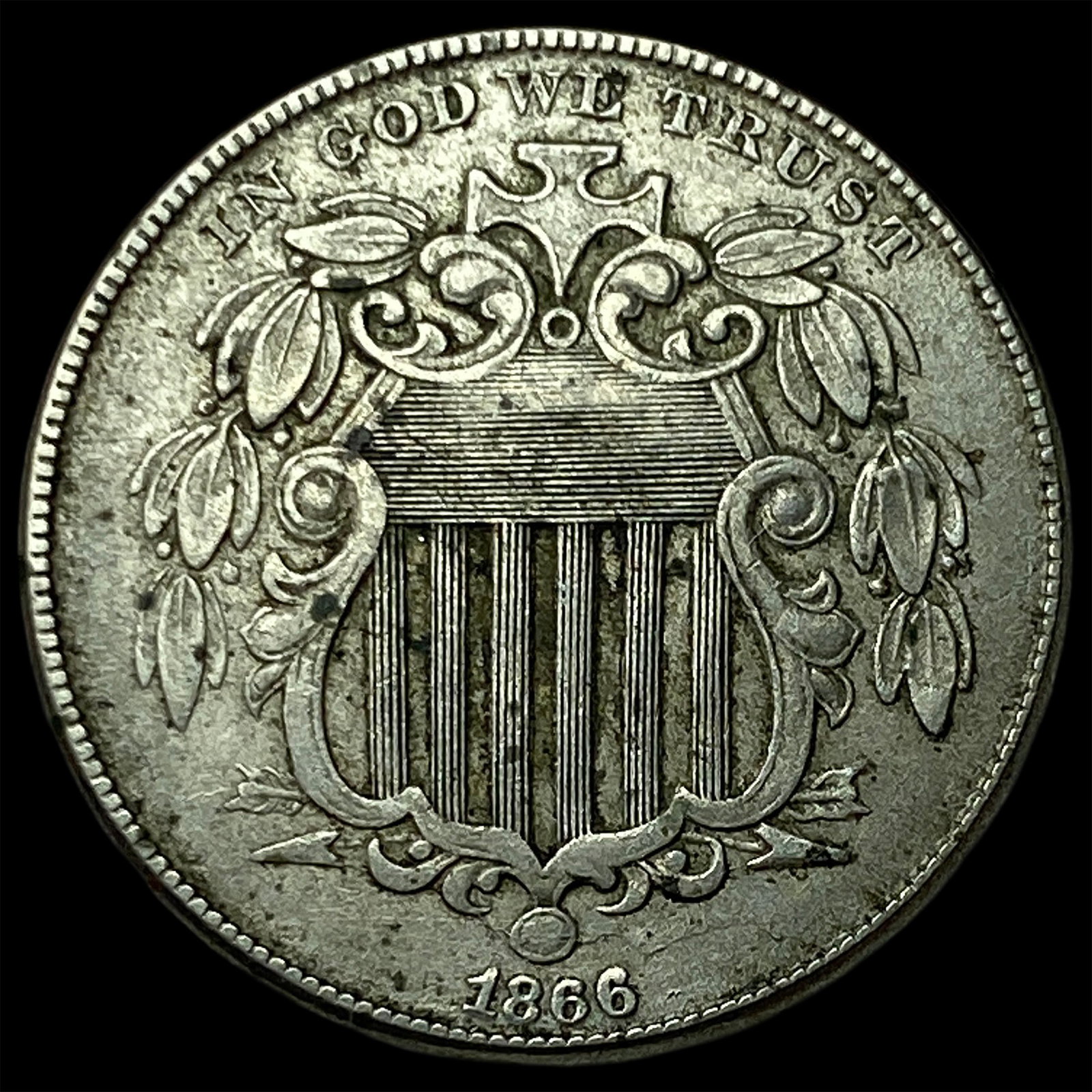 1866 Shield Nickel CLOSELY UNCIRCULATED (1 of 2)