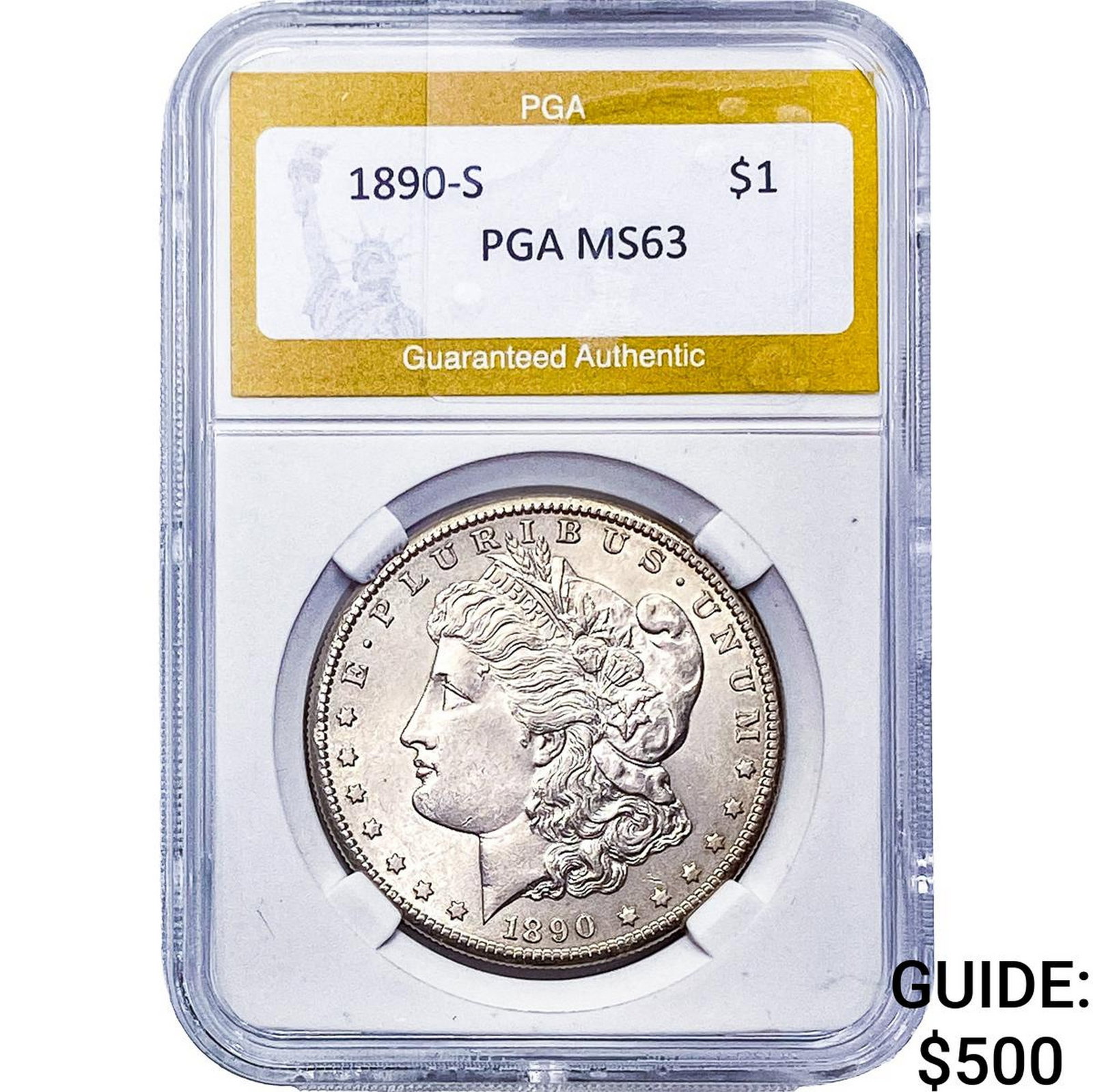1890-S Morgan Silver Dollar PGA MS63: 1890-S Morgan Silver Dollar PGA MS63