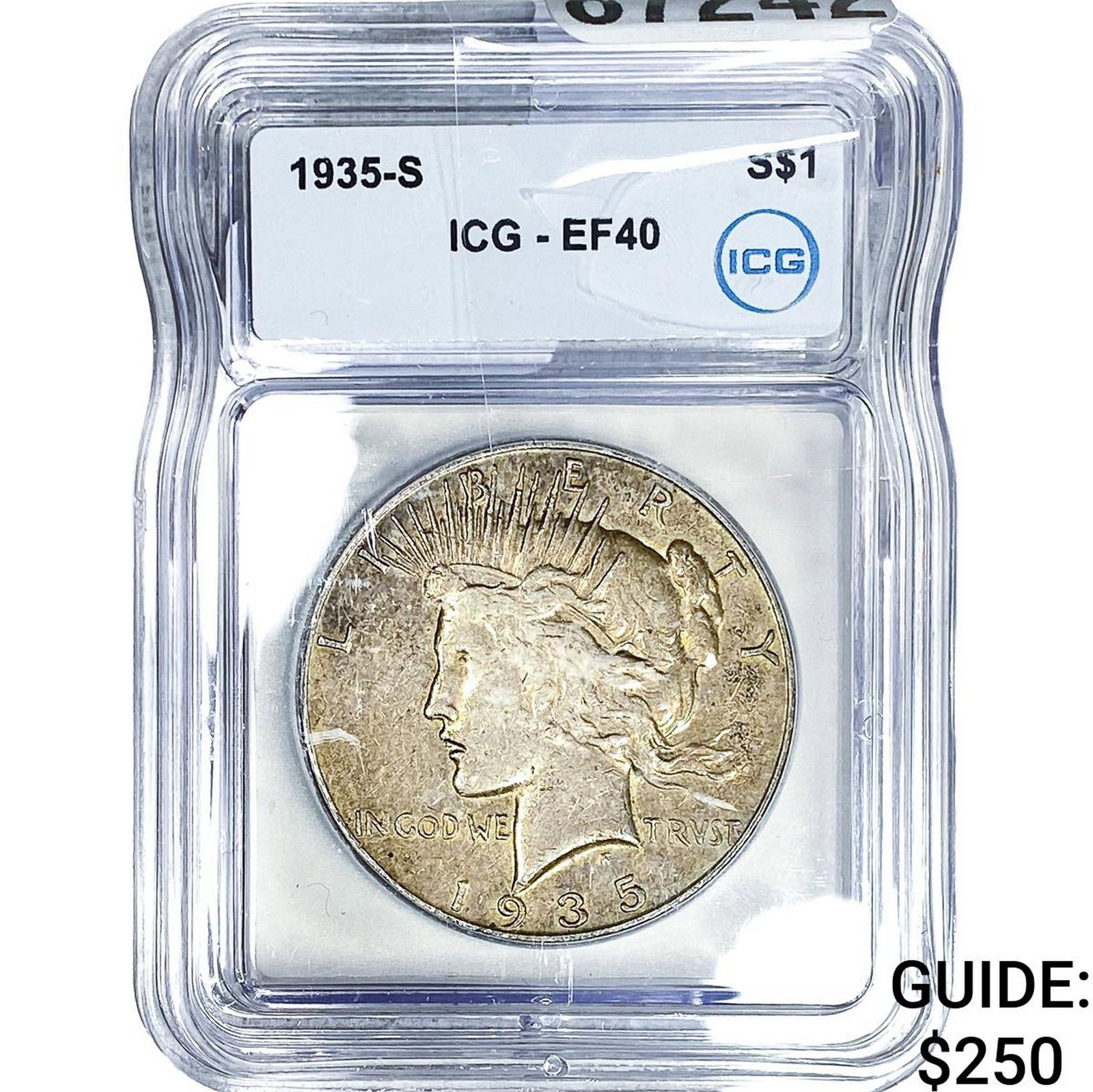 1935-S Silver Peace Dollar ICG EF40: 1935-S Silver Peace Dollar ICG EF40