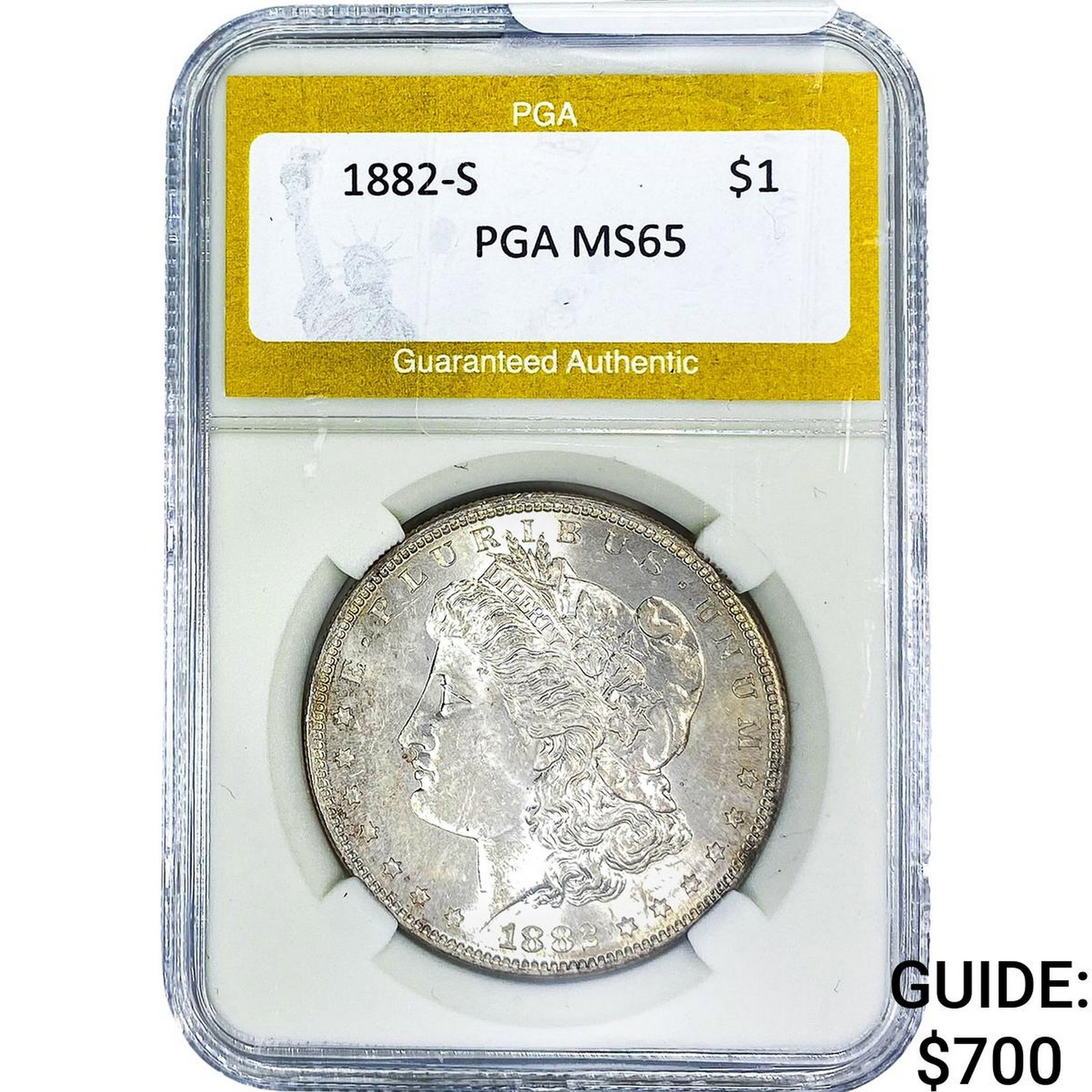 1882-S Morgan Silver Dollar PGA MS65: 1882-S Morgan Silver Dollar PGA MS65
