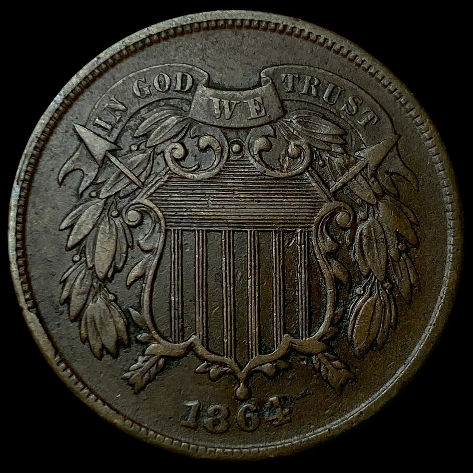 1864 Two-Cent Piece NEARLY UNCIRCULATED: 1864 Two-Cent Piece NEARLY UNCIRCULATED