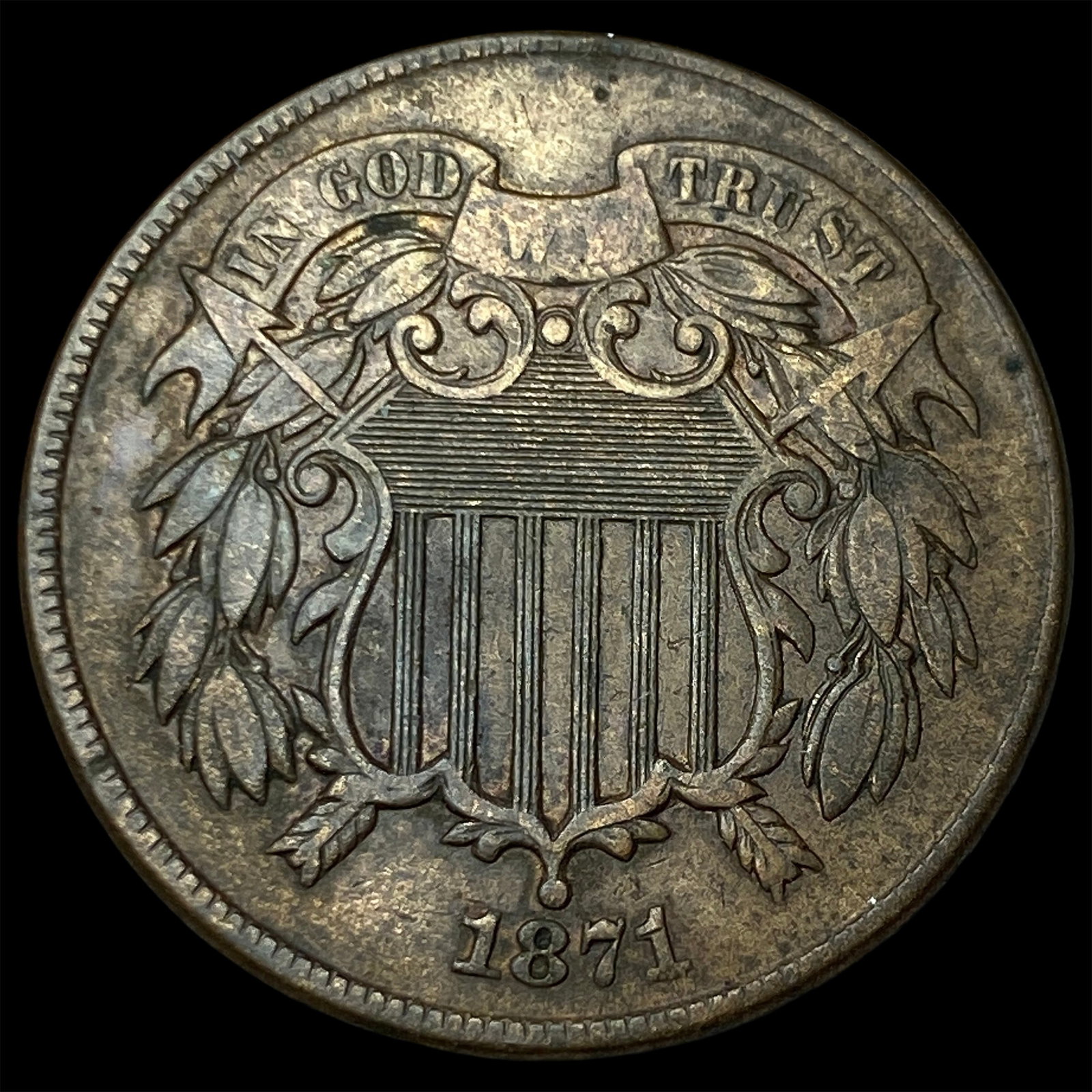 1871 Two-Cent Piece NEARLY UNCIRCULATED: 1871 Two-Cent Piece NEARLY UNCIRCULATED