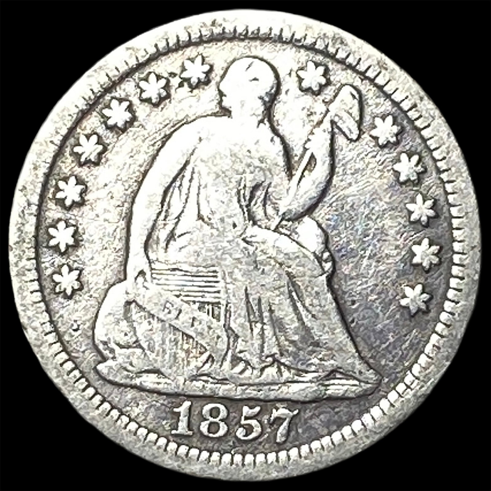 1857-O Silver Seated Liberty Half Dime LIGHTLY CIRCULATED: 1857-O Silver Seated Liberty Half Dime LIGHTLY CIRCULATED