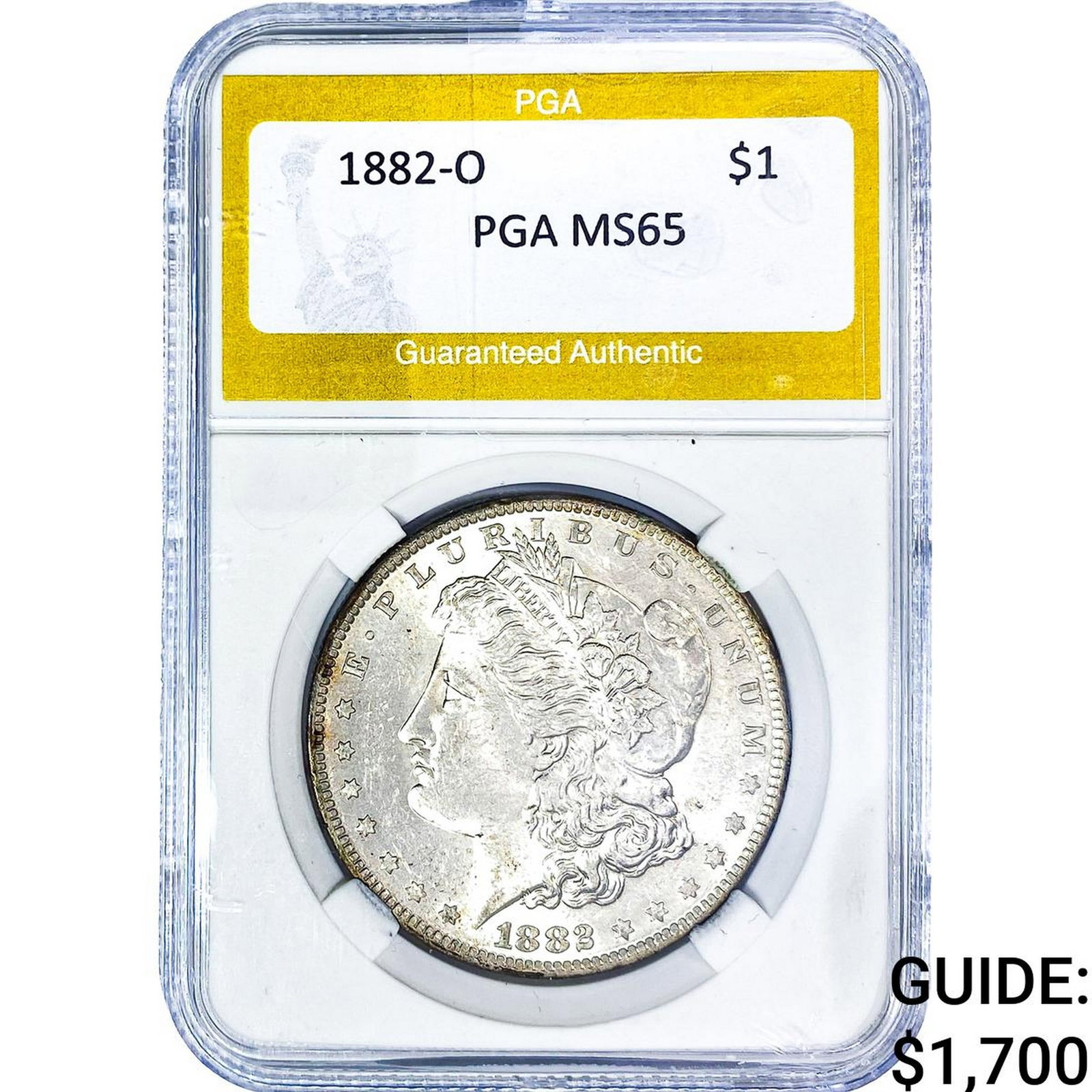 1882-O Morgan Silver Dollar PGA MS65: 1882-O Morgan Silver Dollar PGA MS65