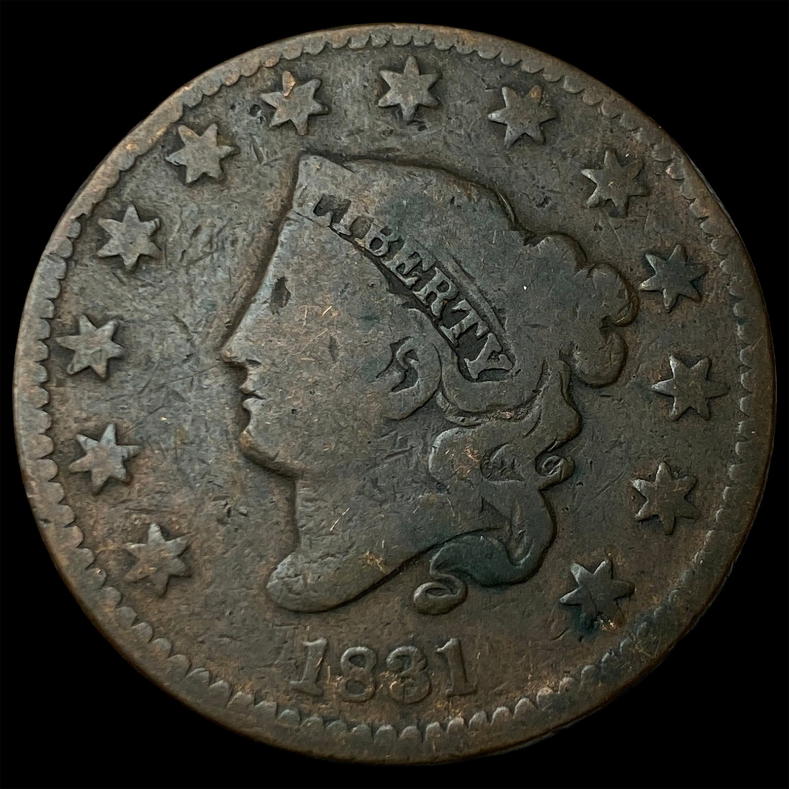 1831 Coronet Head Large Cent LIGHTLY CIRCULATED: 1831 Coronet Head Large Cent LIGHTLY CIRCULATED
