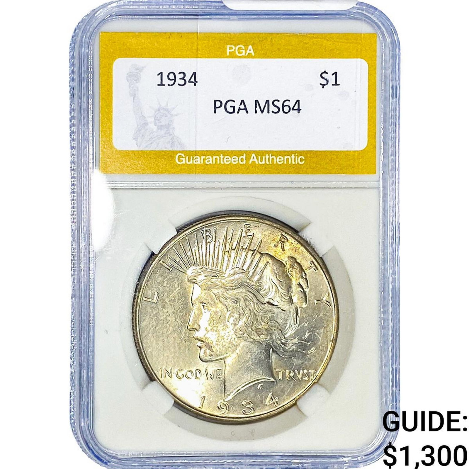 1934 Silver Peace Dollar PGA MS64: 1934 Silver Peace Dollar PGA MS64