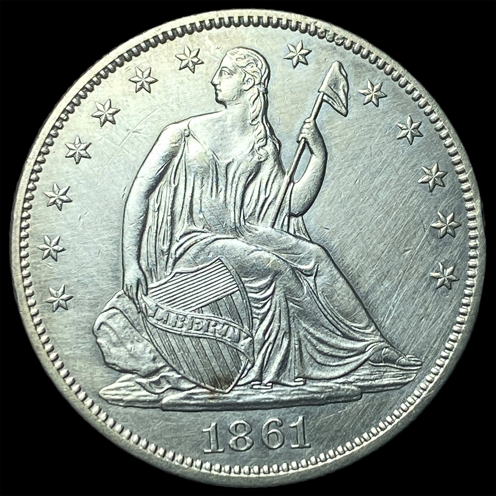 1861 Silver Seated Liberty Half Dollar UNCIRCULATED: 1861 Silver Seated Liberty Half Dollar UNCIRCULATED