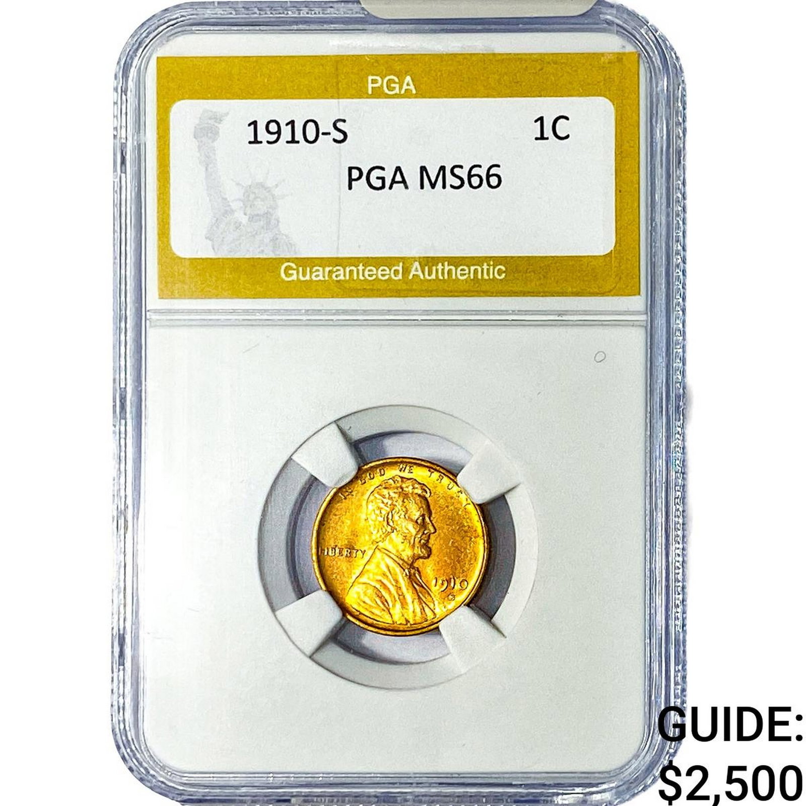 1910-S Wheat Cent PGA MS66: 1910-S Wheat Cent PGA MS66