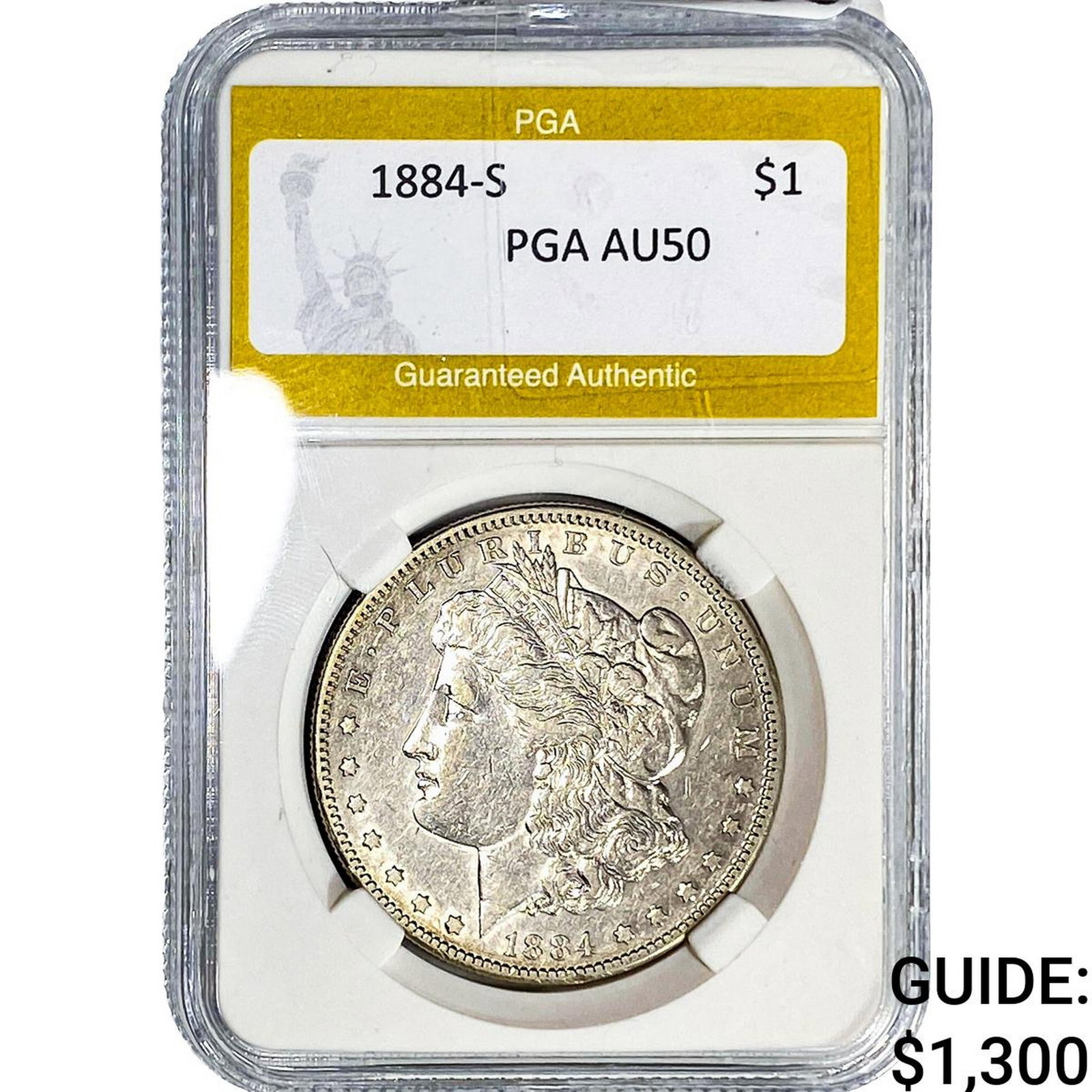 1884-S Morgan Silver Dollar PGA AU50: 1884-S Morgan Silver Dollar PGA AU50