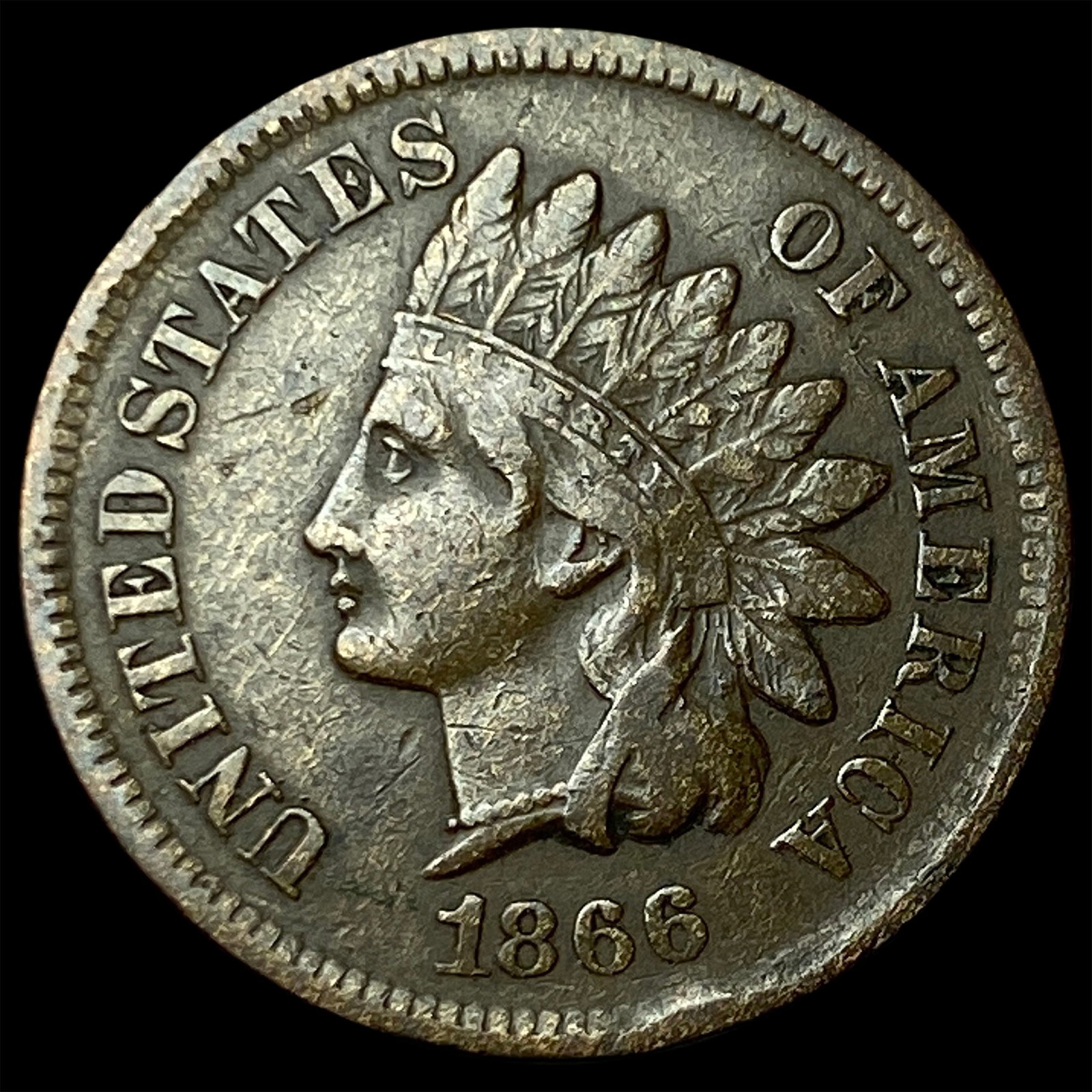 1866 Indian Head Cent NEARLY UNCIRCULATED: 1866 Indian Head Cent NEARLY UNCIRCULATED