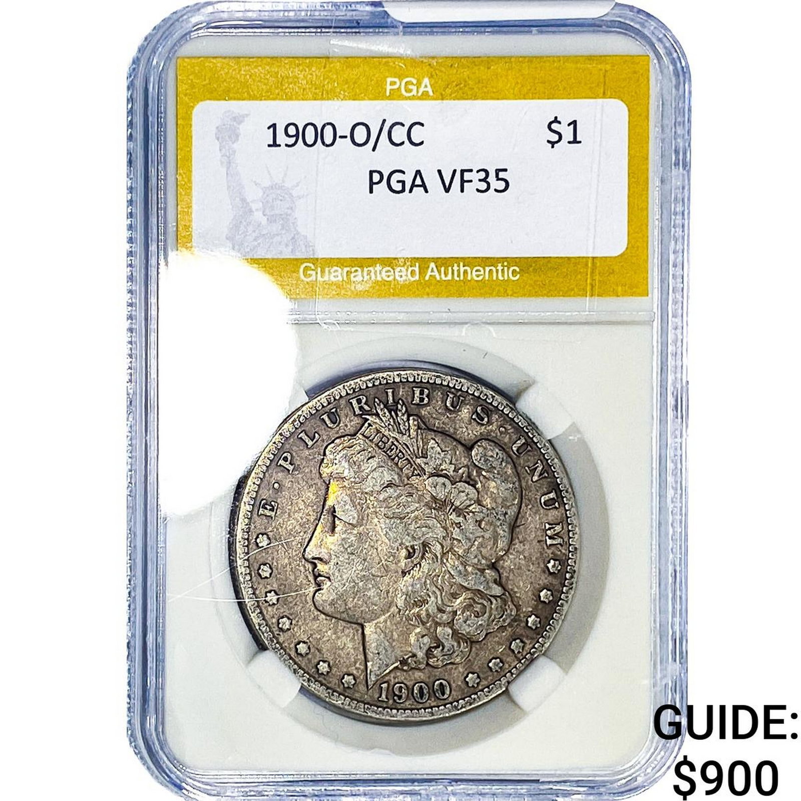 1900-O/CC Morgan Silver Dollar PGA VF35 (1 of 2)