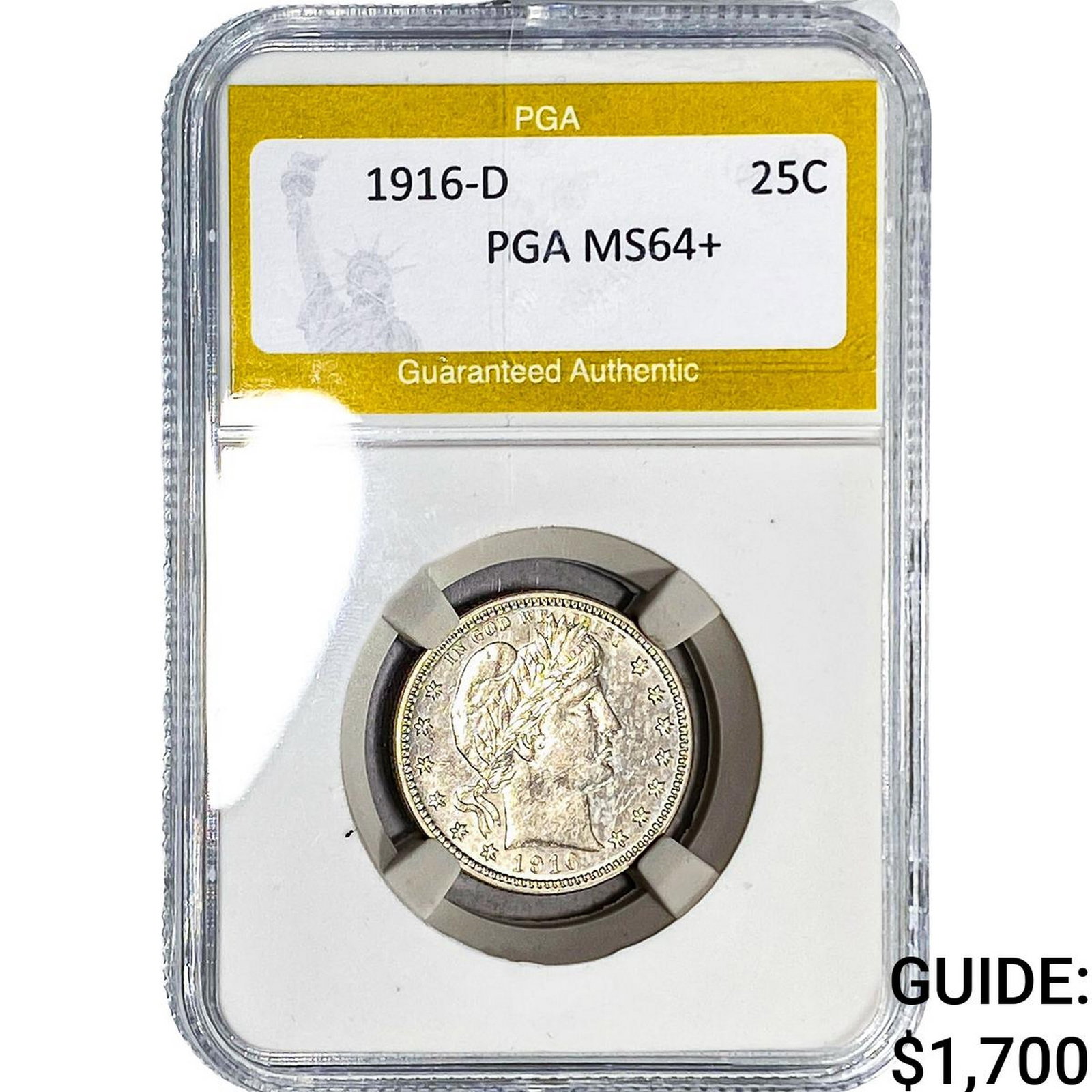 1916-D Standing Liberty Quarter PGA MS64+: 1916-D Standing Liberty Quarter PGA MS64+