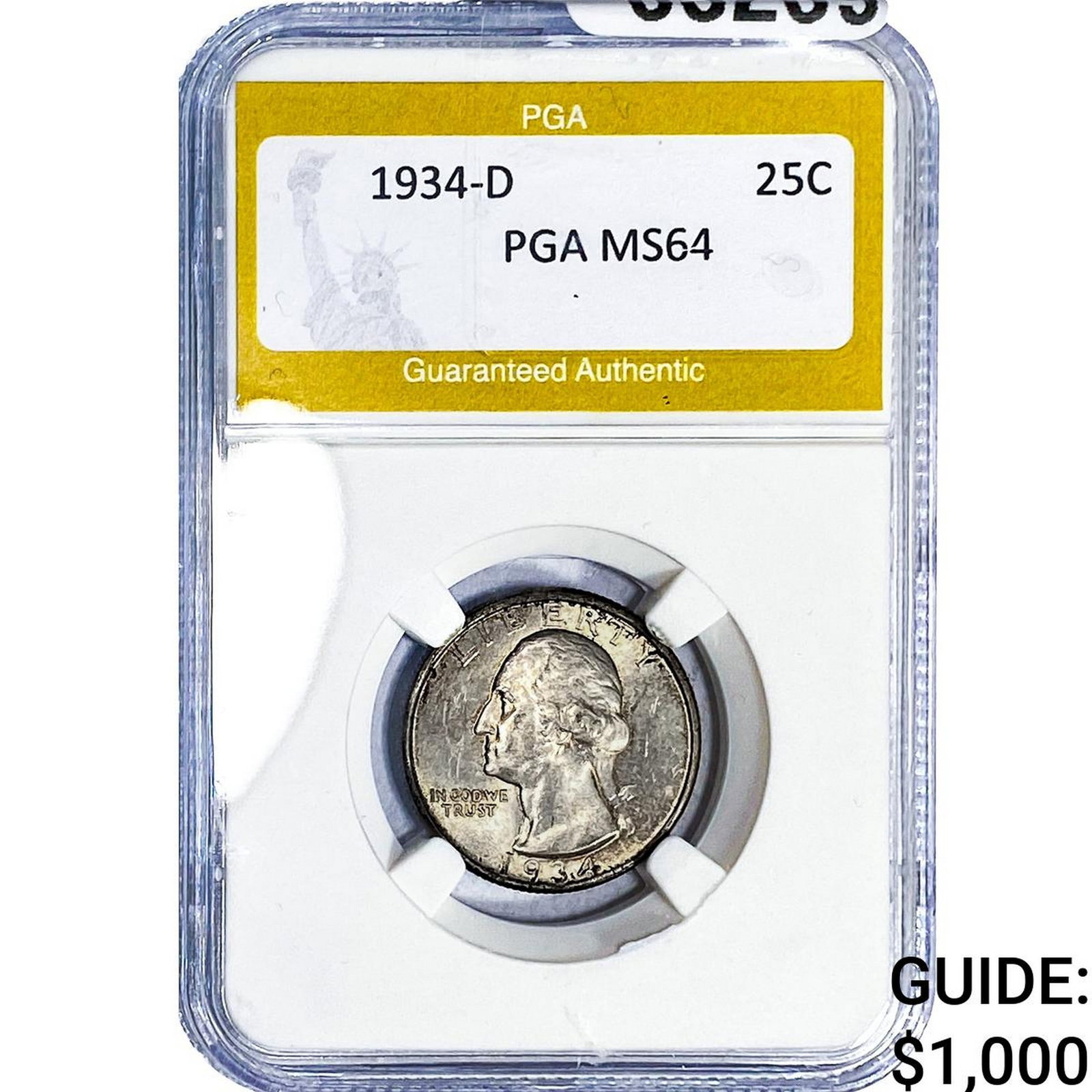 1934-D Washington Silver Quarter PGA MS64: 1934-D Washington Silver Quarter PGA MS64