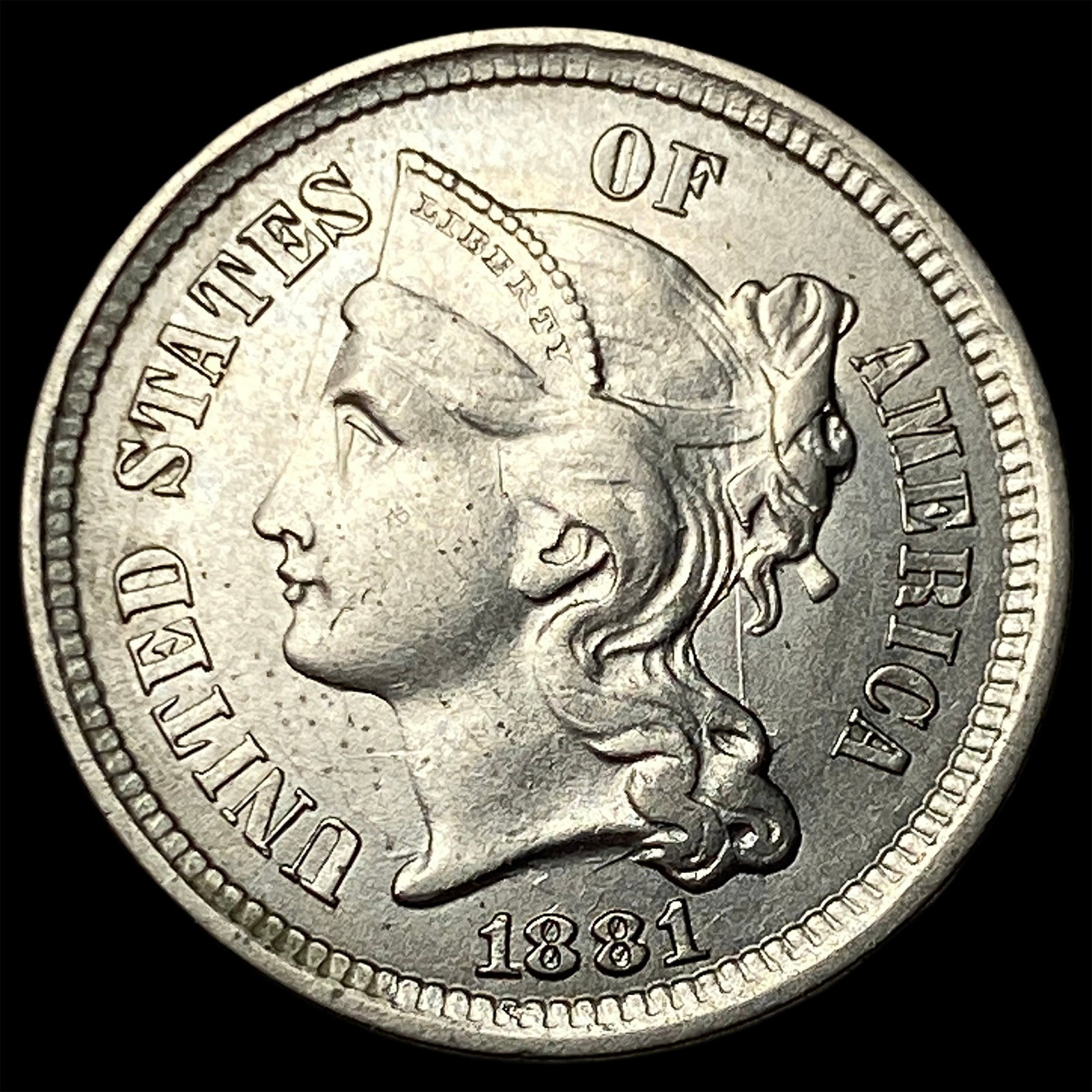 1881 Nickel Three-Cent Piece CHOICE BU (1 of 2)