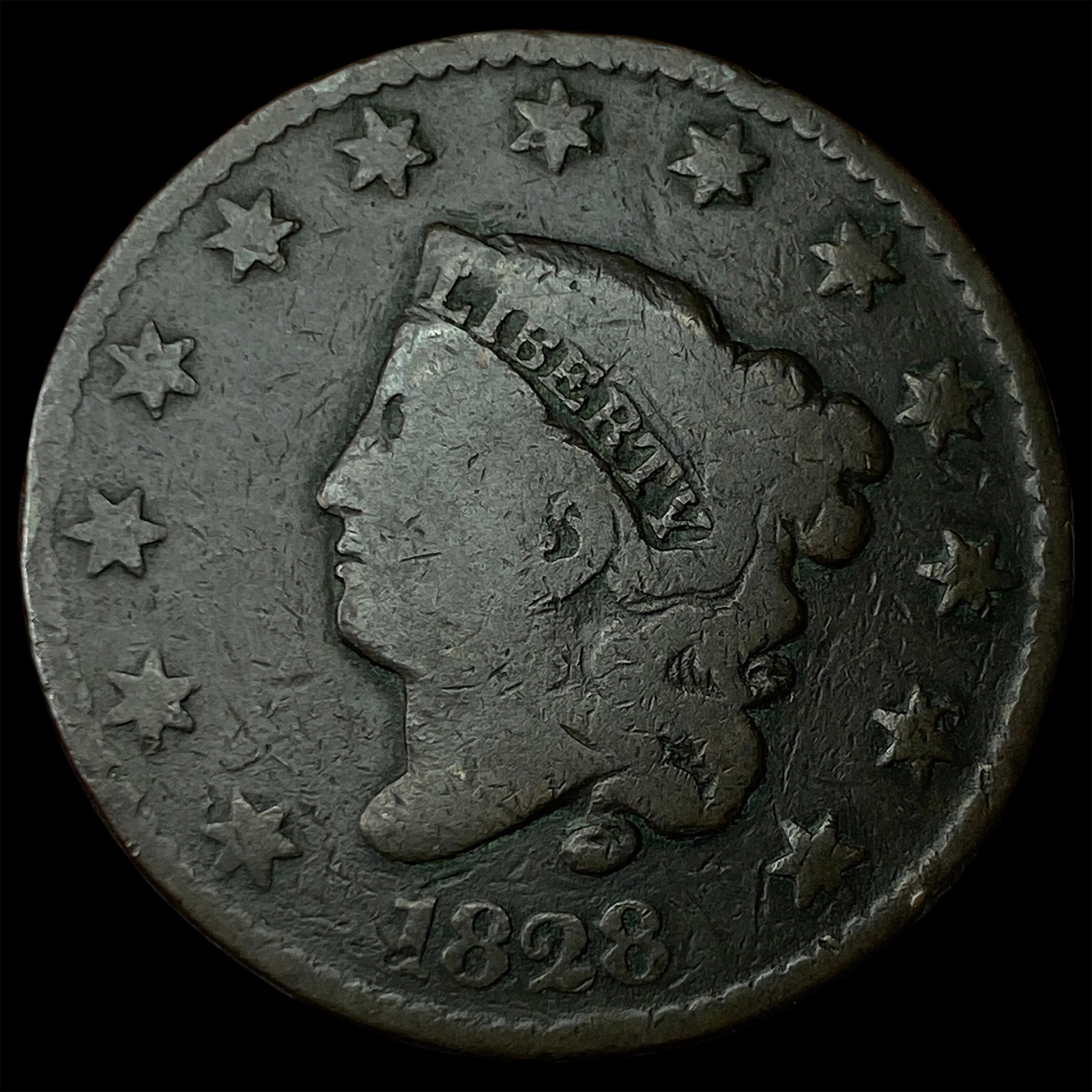 1828 Coronet Head Large Cent NICELY CIRCULATED: 1828 Coronet Head Large Cent NICELY CIRCULATED