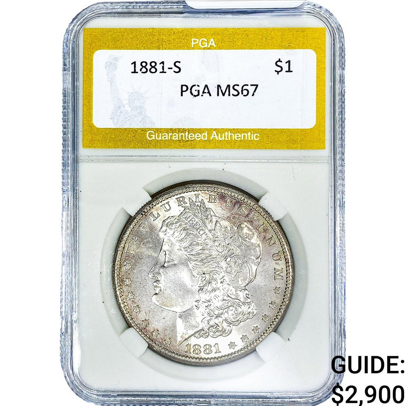 1881-S Morgan Silver Dollar PGA MS67: 1881-S Morgan Silver Dollar PGA MS67