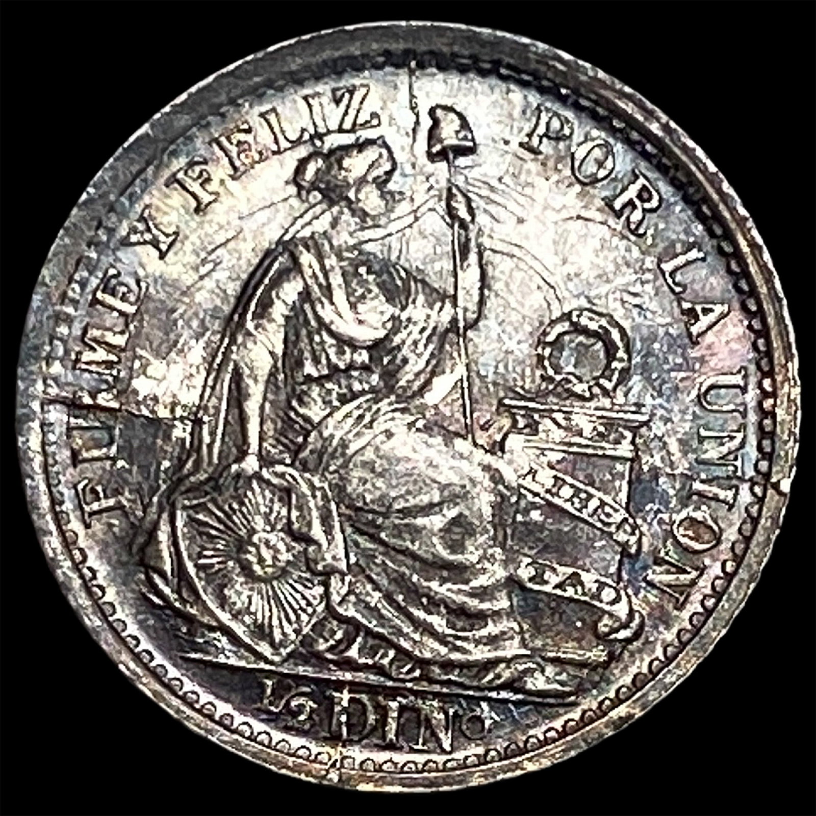 1904 JF Peru Silver 1/2 Dinero: 1904 JF Peru Silver 1/2 Dinero