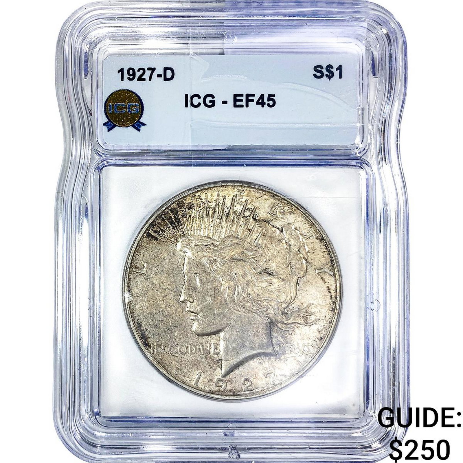 1927-D Silver Peace Dollar ICG EF45: 1927-D Silver Peace Dollar ICG EF45