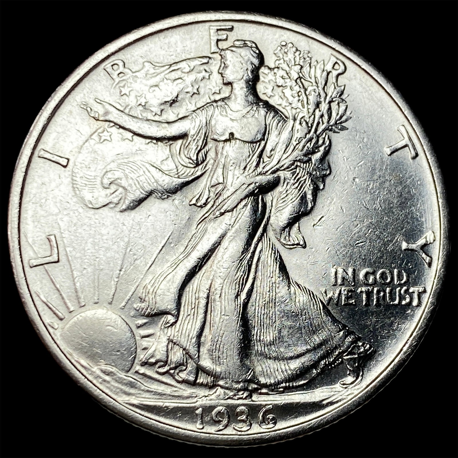 1936-S Silver Walking Liberty Half Dollar CHOICE AU: 1936-S Silver Walking Liberty Half Dollar CHOICE AU
