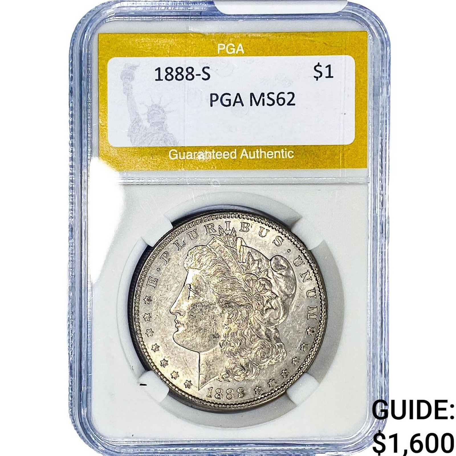 1888-S Morgan Silver Dollar PGA MS62: 1888-S Morgan Silver Dollar PGA MS62