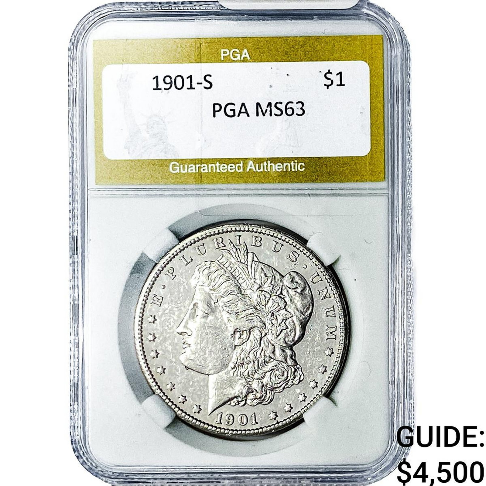 1901-S Morgan Silver Dollar PGA MS63: 1901-S Morgan Silver Dollar PGA MS63