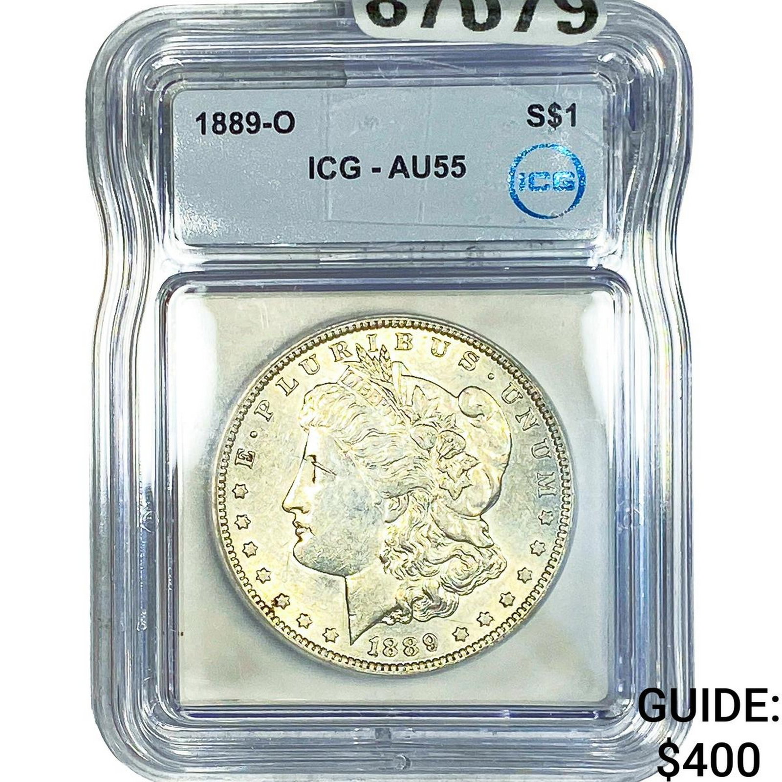 1889-O Morgan Silver Dollar ICG AU55: 1889-O Morgan Silver Dollar ICG AU55