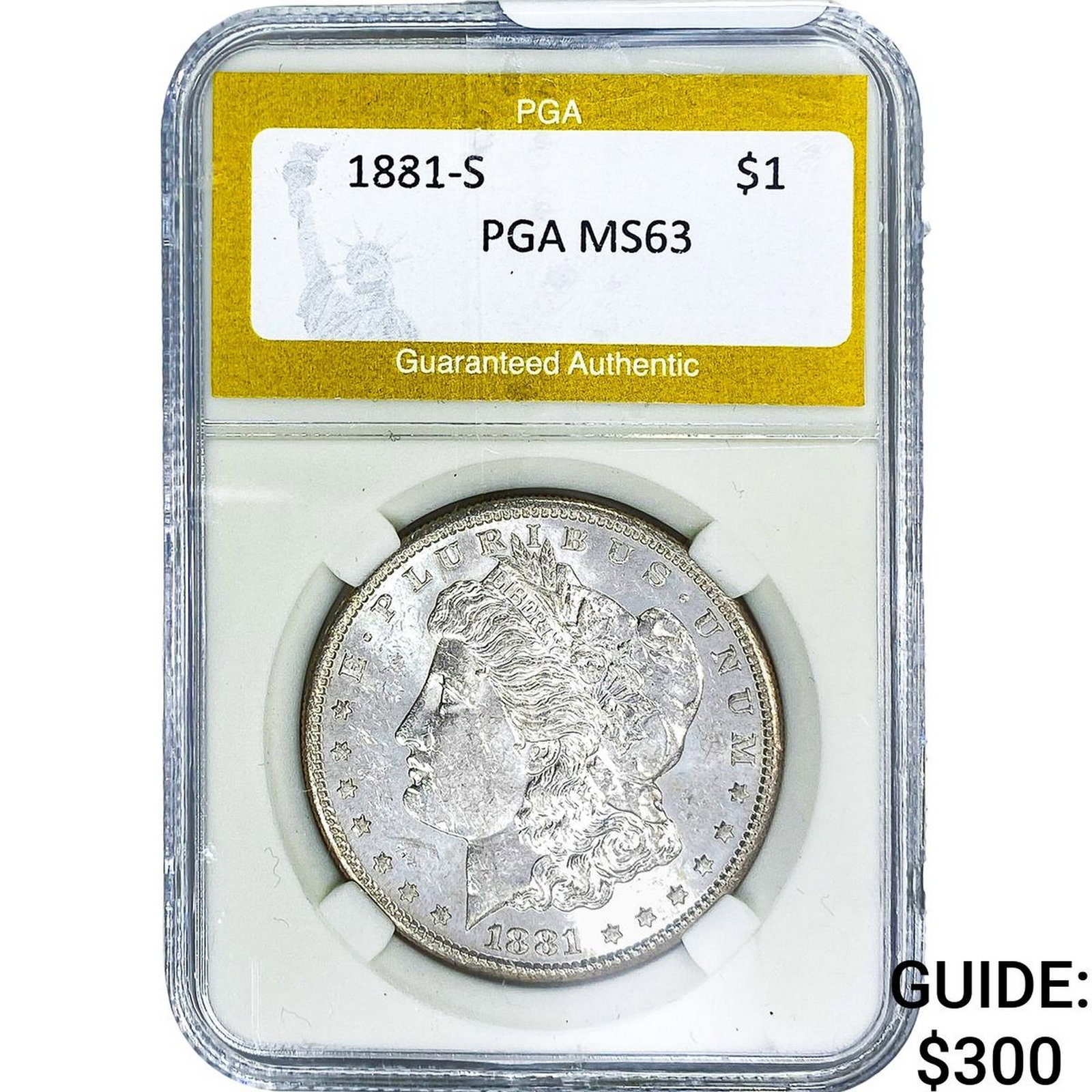 1881-S Morgan Silver Dollar PGA MS63: 1881-S Morgan Silver Dollar PGA MS63