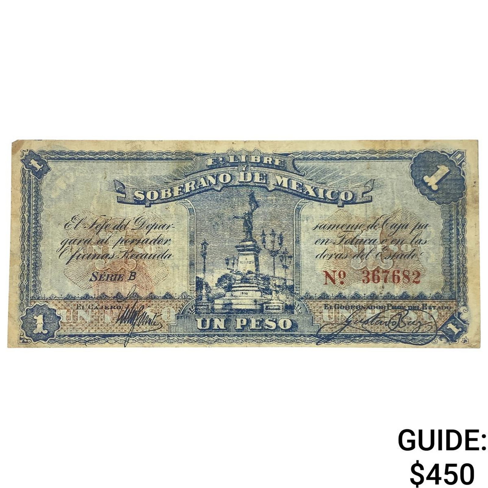 1915 Free and Sovereign State of Mexico 1 Peso (1 of 2)