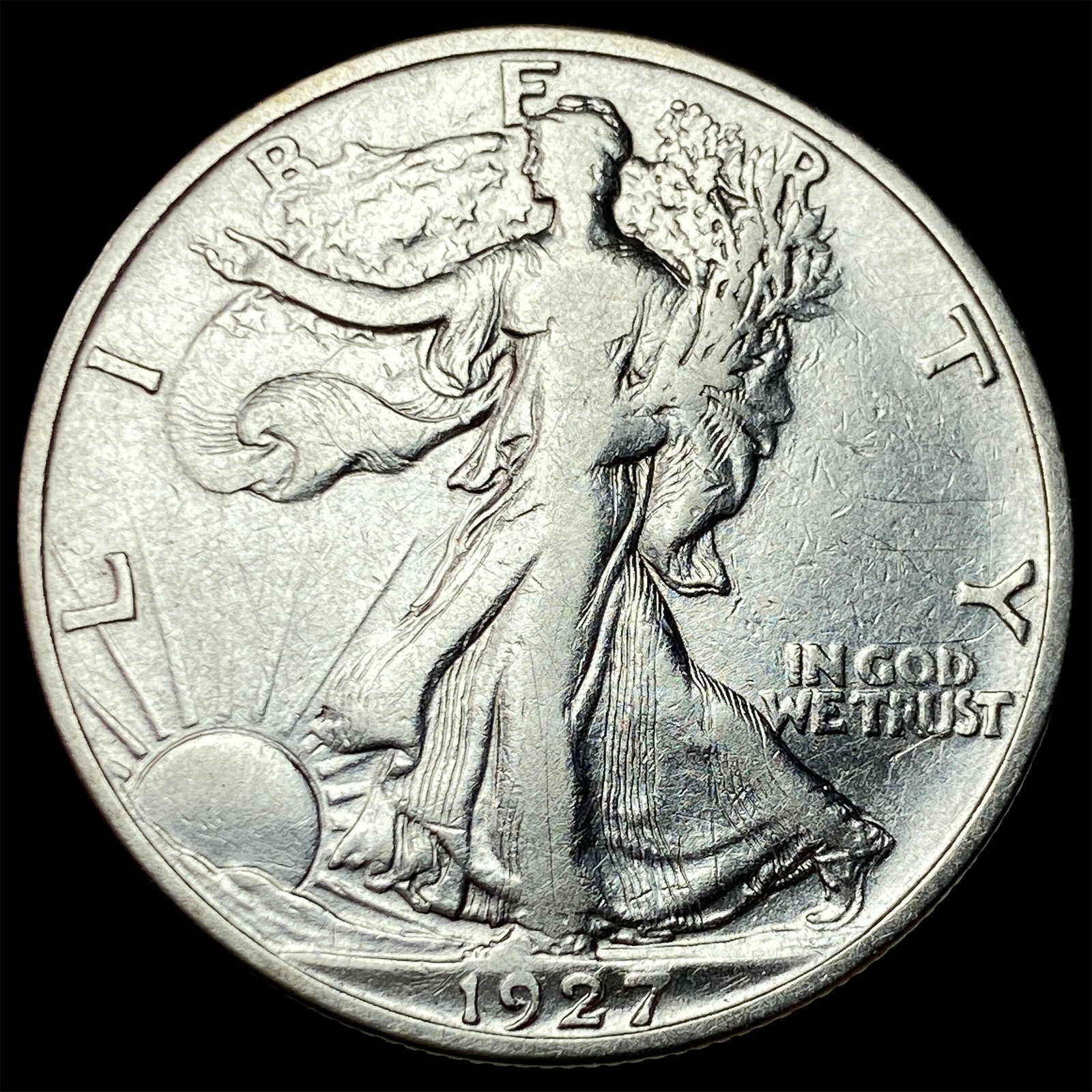 1927-S Silver Walking Liberty Half Dollar CLOSELY UNCIRCULATED: 1927-S Silver Walking Liberty Half Dollar CLOSELY UNCIRCULATED