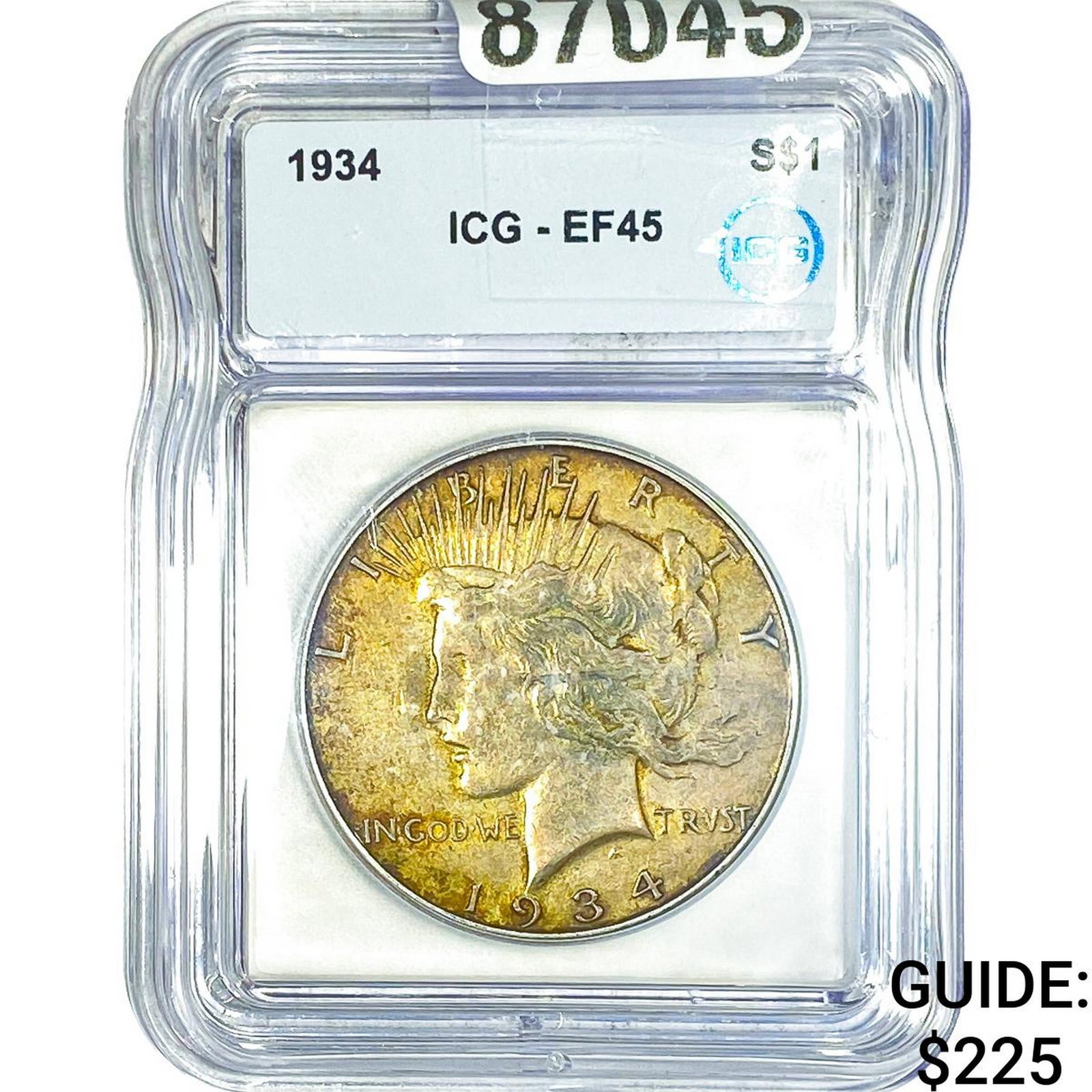 1934 Silver Peace Dollar ICG EF45: 1934 Silver Peace Dollar ICG EF45