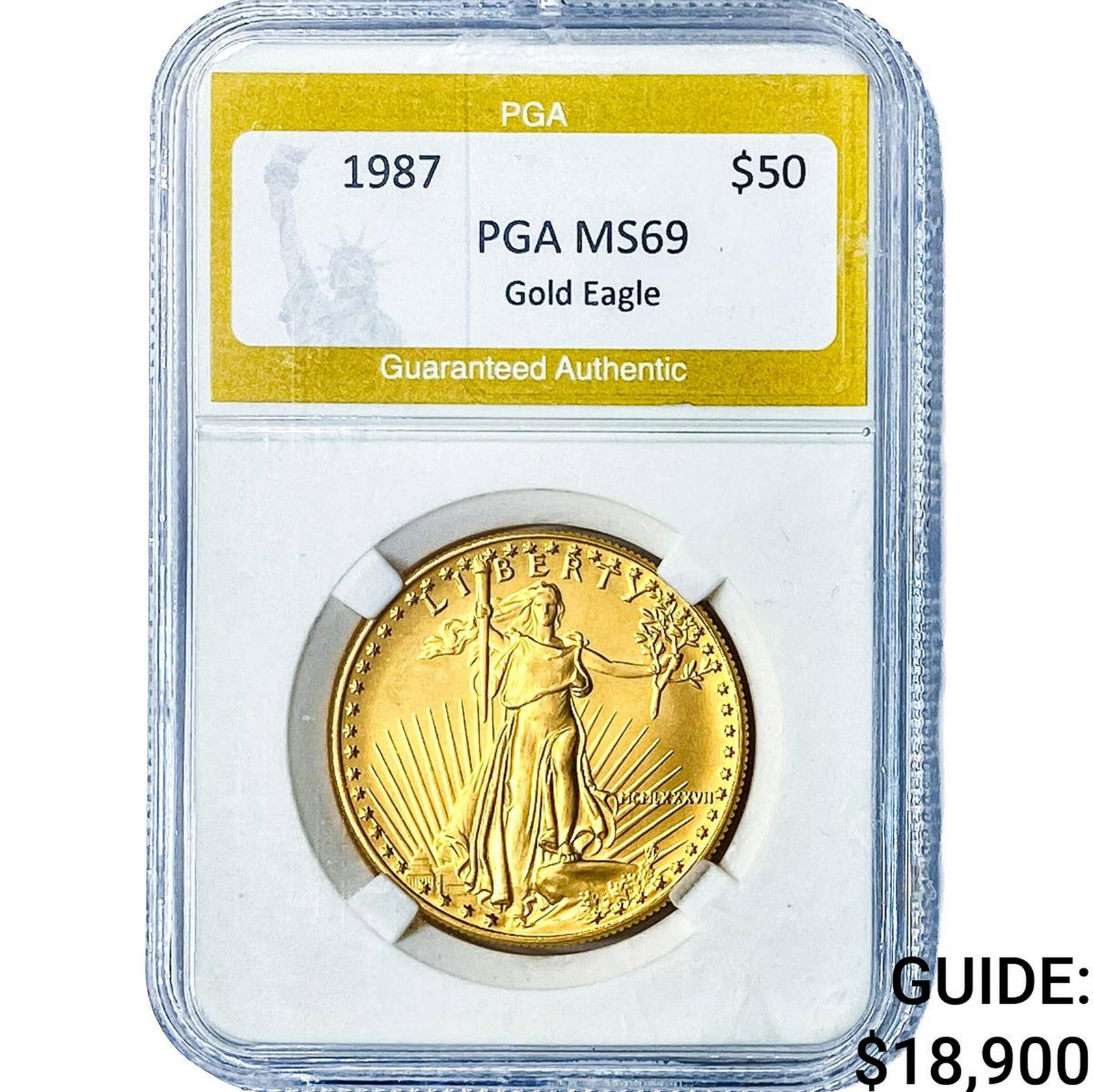 1987 1oz $50 Gold Eagle PGA MS69: 1987 1oz $50 Gold Eagle PGA MS69
