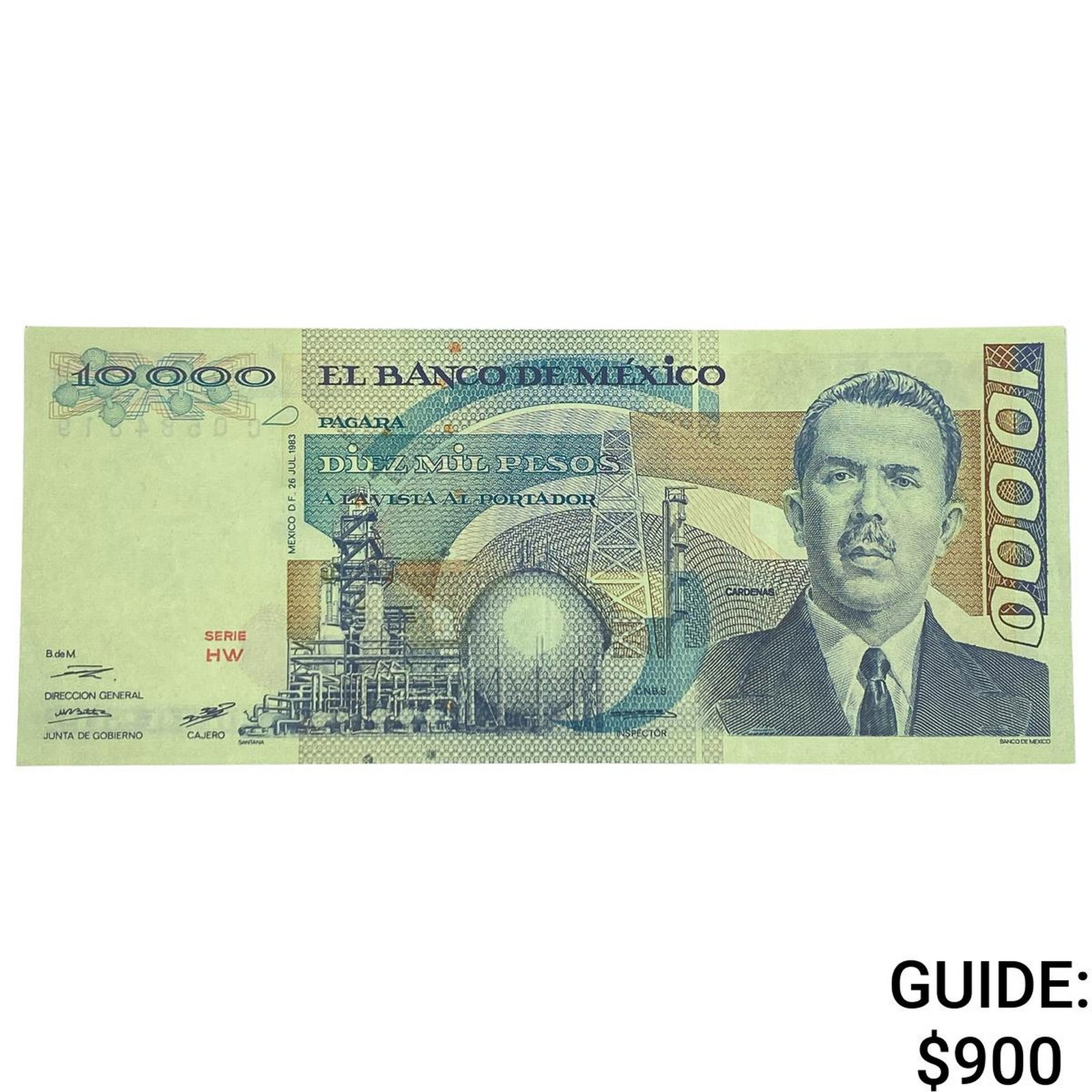 1983 Bank of Mexico 10,000 Pesos (1 of 2)