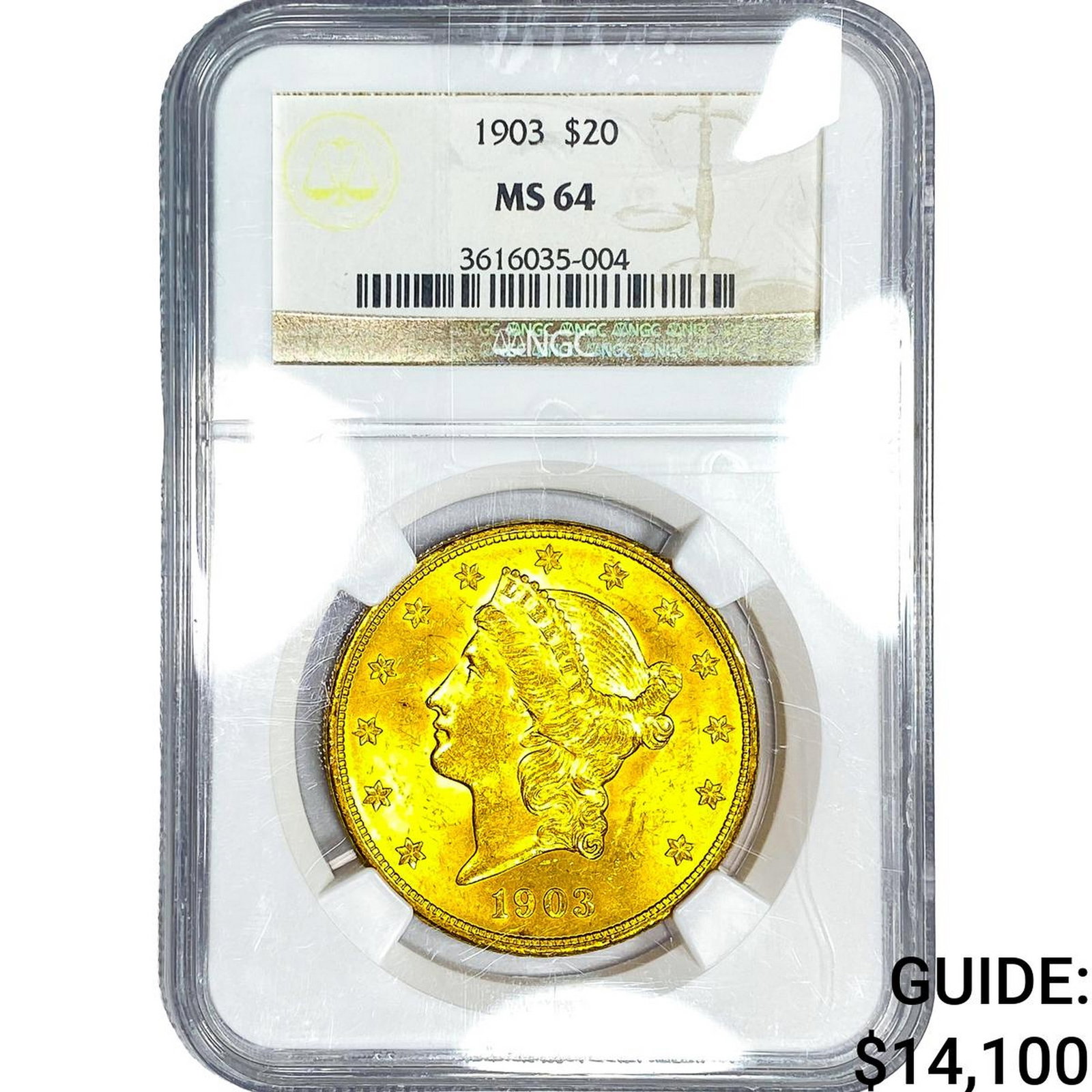 1903 $20 Gold Double Eagle NGC MS64: 1903 $20 Gold Double Eagle NGC MS64