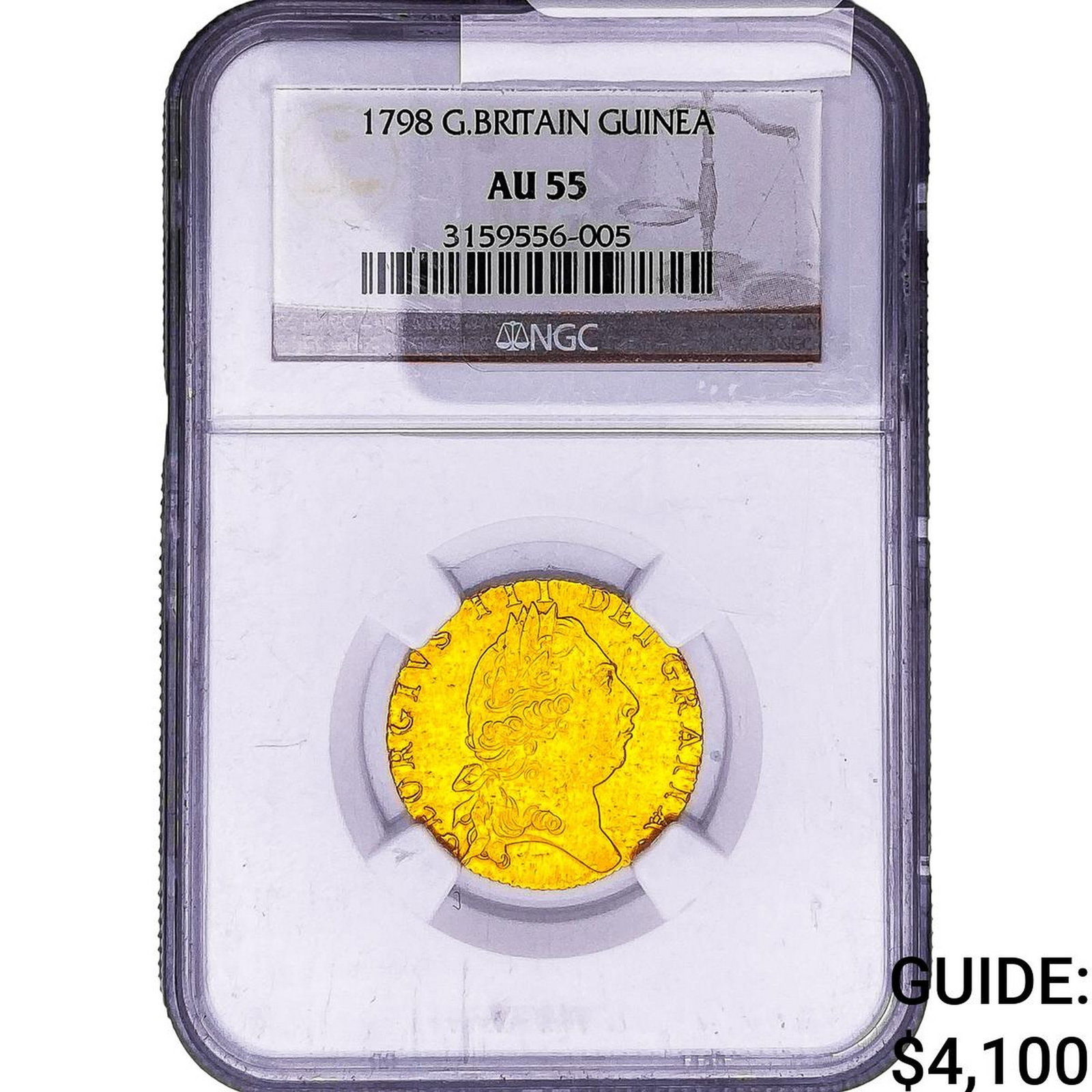 1798 Great Britain Gold Guinea NGC AU55: 1798 Great Britain Gold Guinea NGC AU55