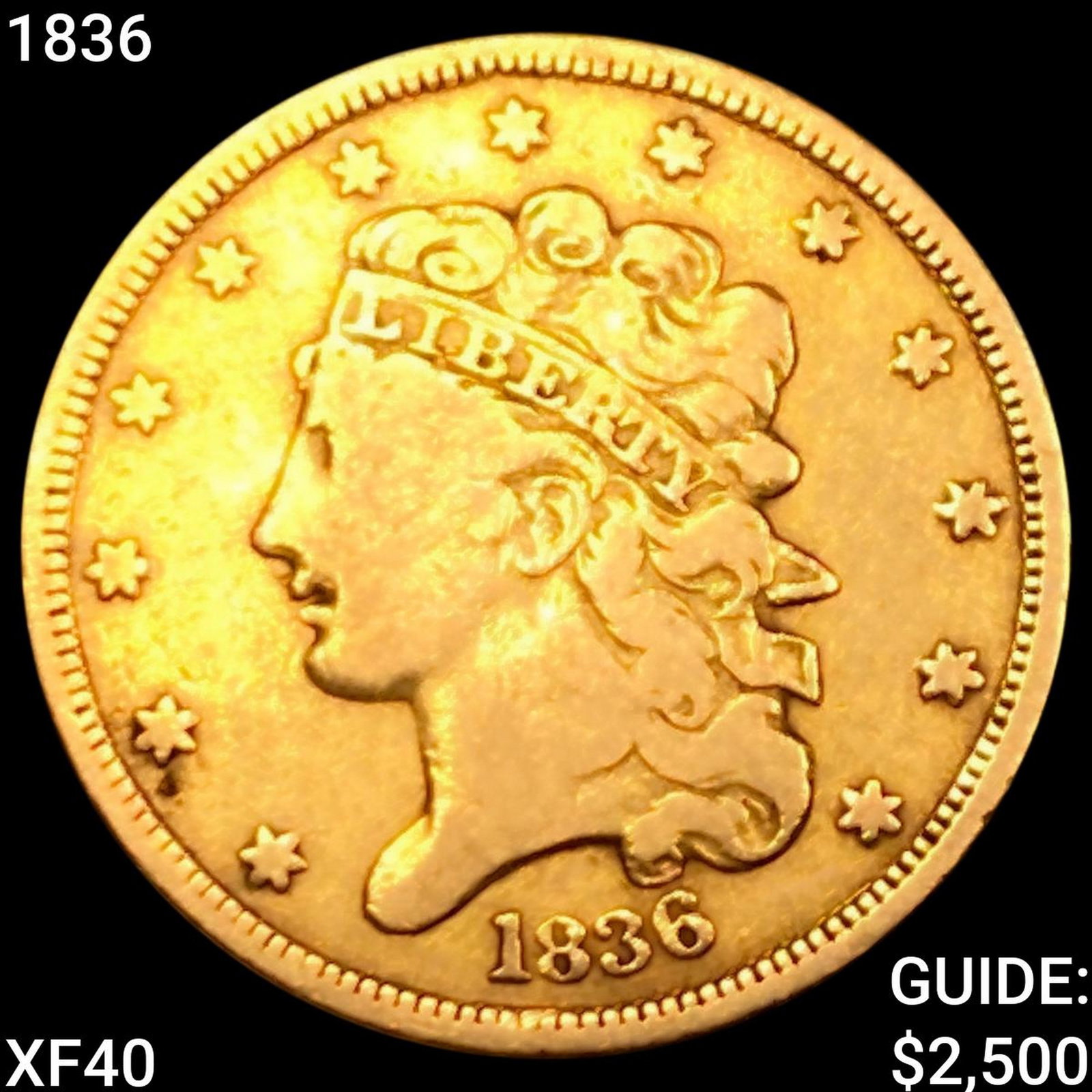 1836 $5 Gold Half Eagle NEARLY UNCIRCULATED: 1836 $5 Gold Half Eagle NEARLY UNCIRCULATED