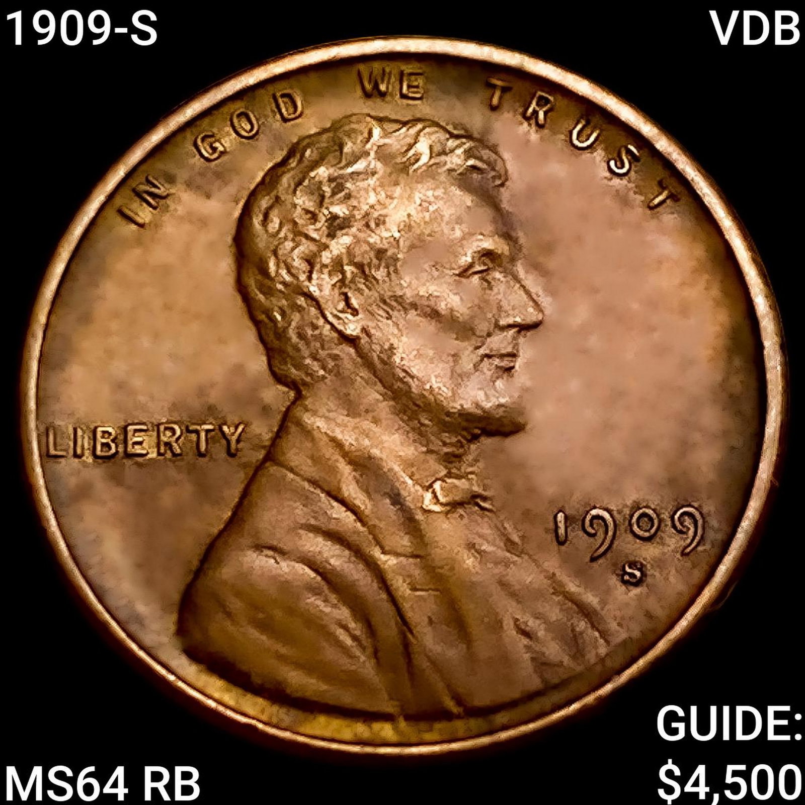 1909-S VDB Wheat Cent CHOICE BU RB: 1909-S VDB Wheat Cent CHOICE BU RB