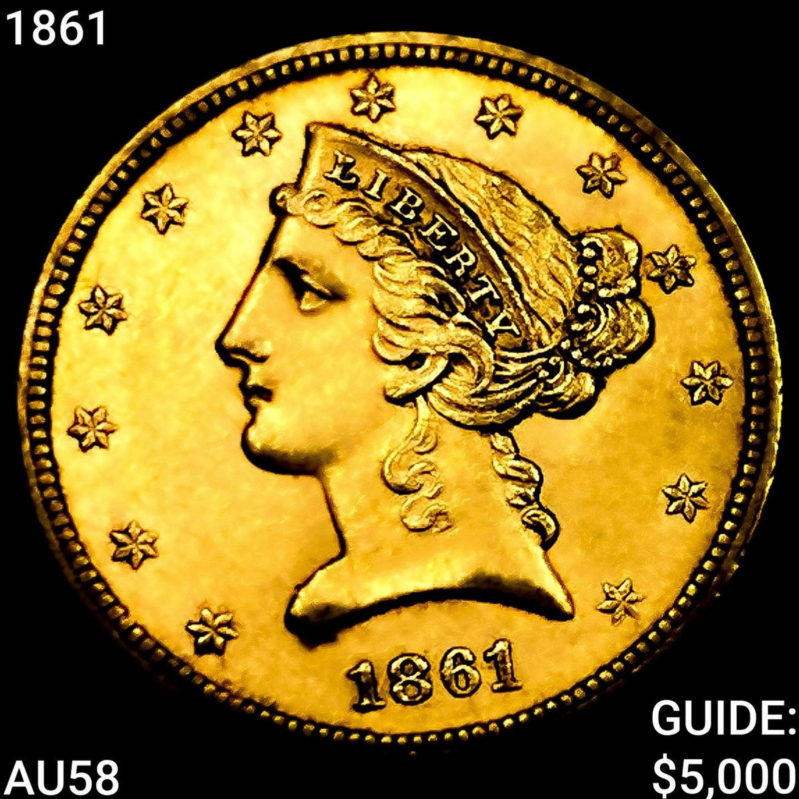 1861 $5 Gold Half Eagle CHOICE AU (1 of 2)